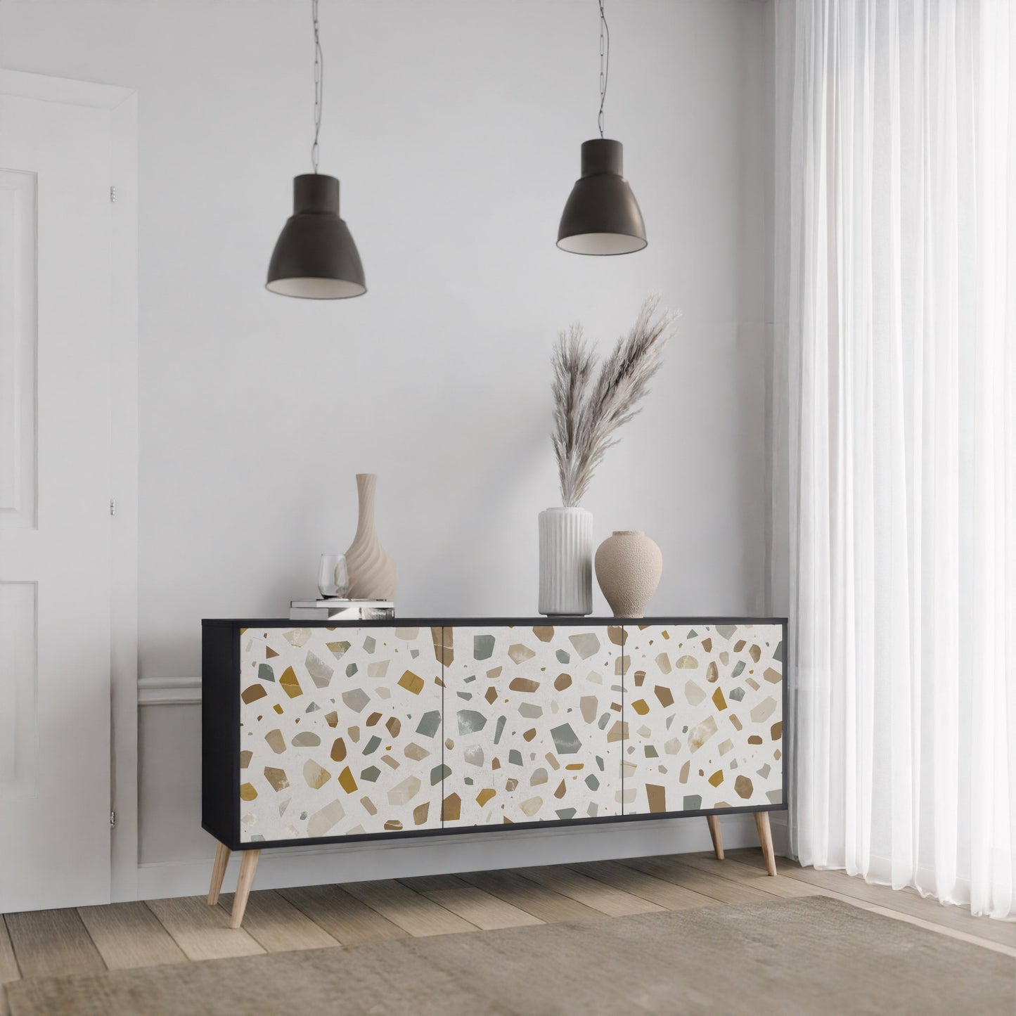 Credenza a 3 ante PIECES OF TOMORROW in finitura nera
