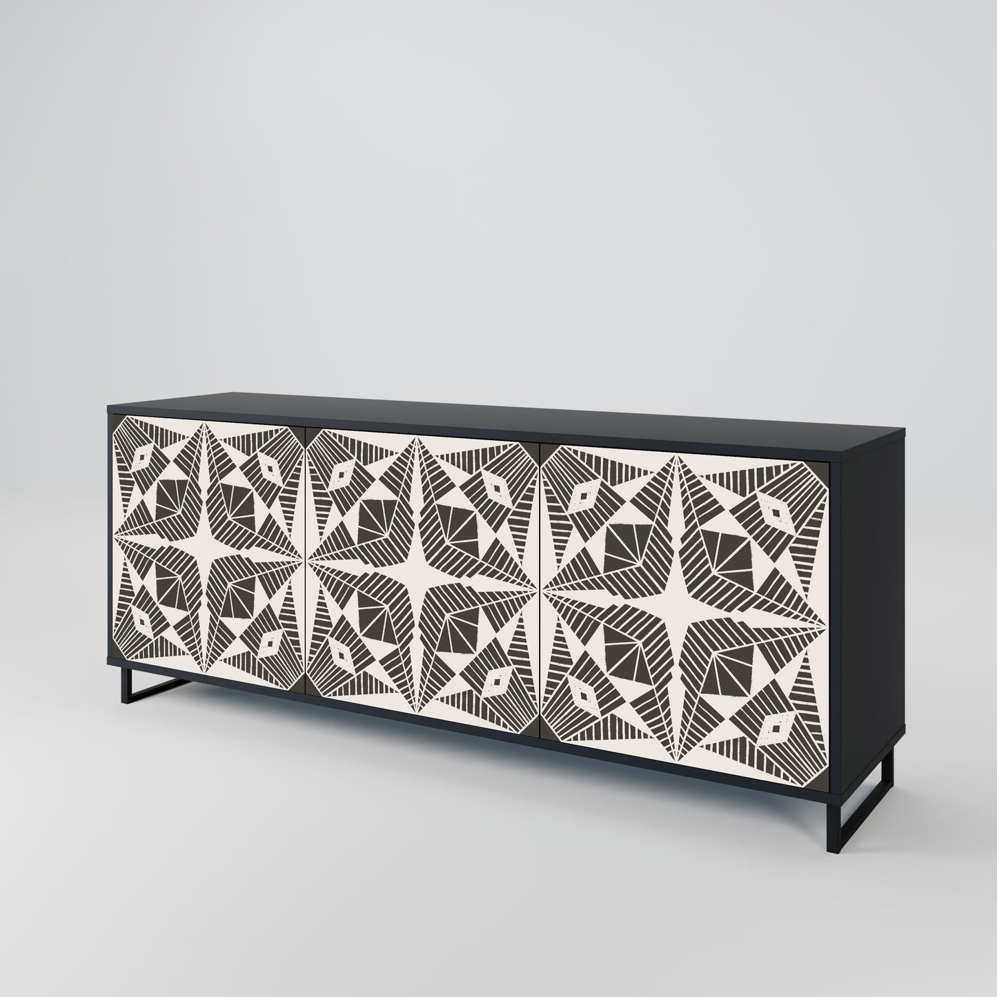MONOCHROME NEXUS 3-Door Sideboard in Black Finish