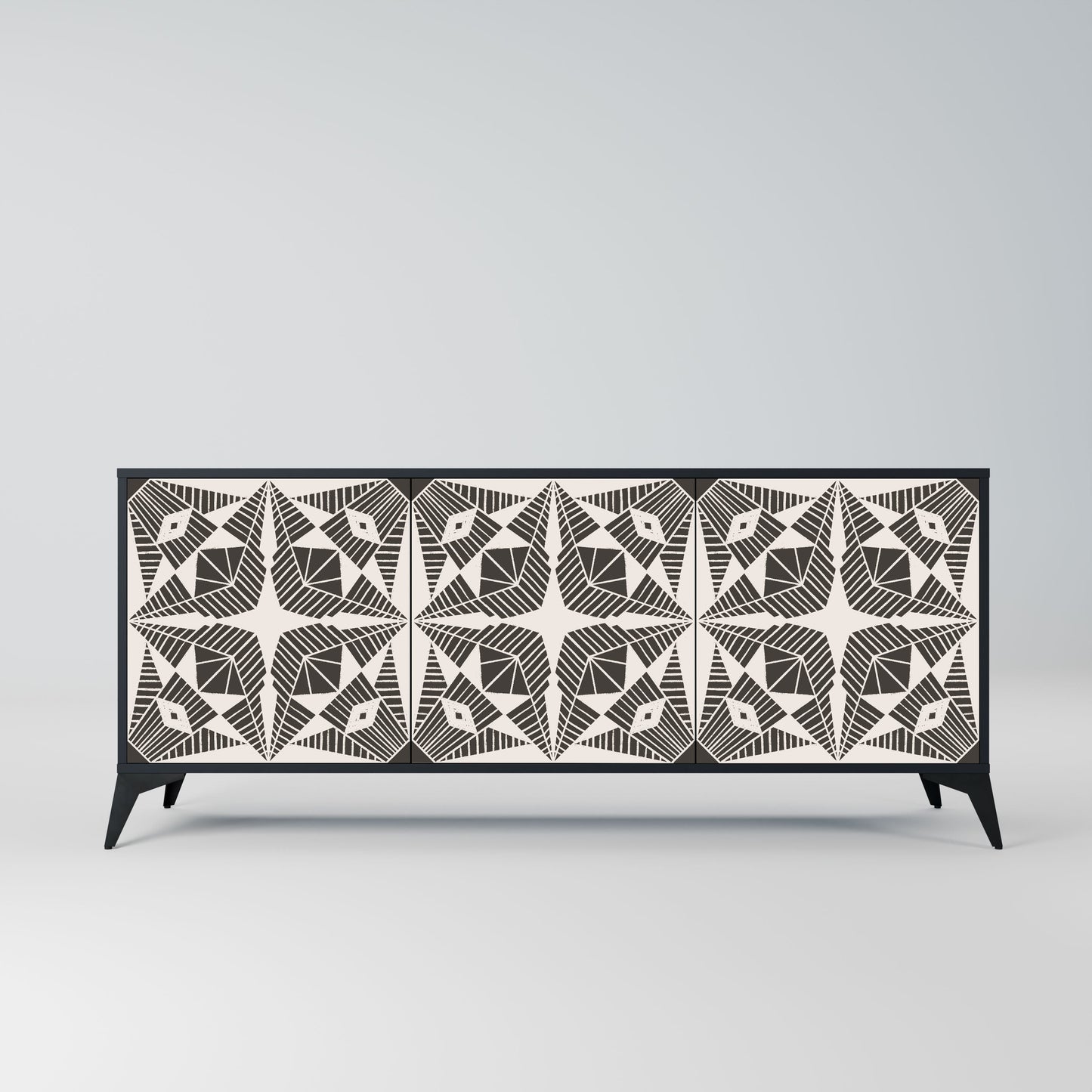 MONOCHROME NEXUS 3-Door Sideboard in Black Finish