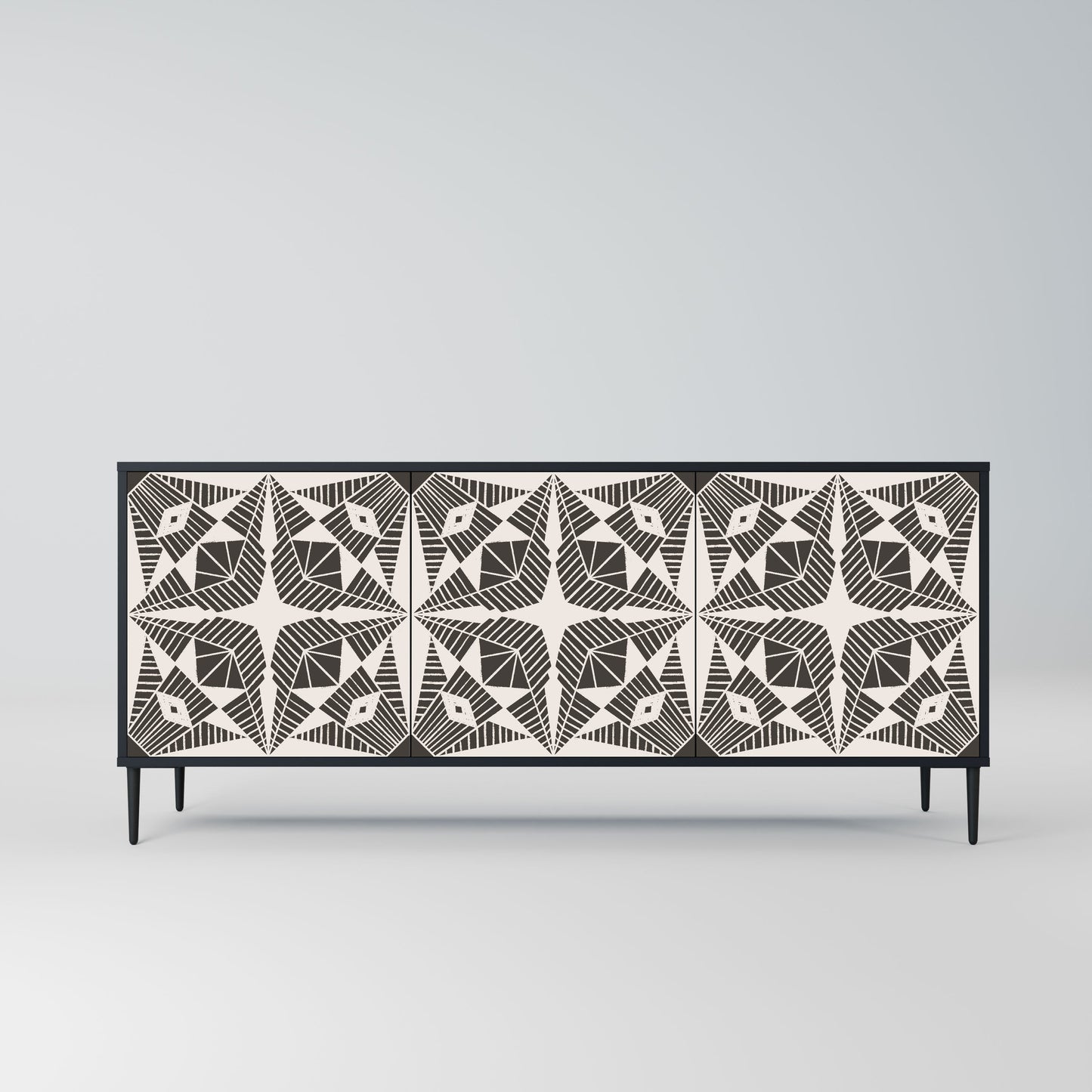 MONOCHROME NEXUS 3-Door Sideboard in Black Finish