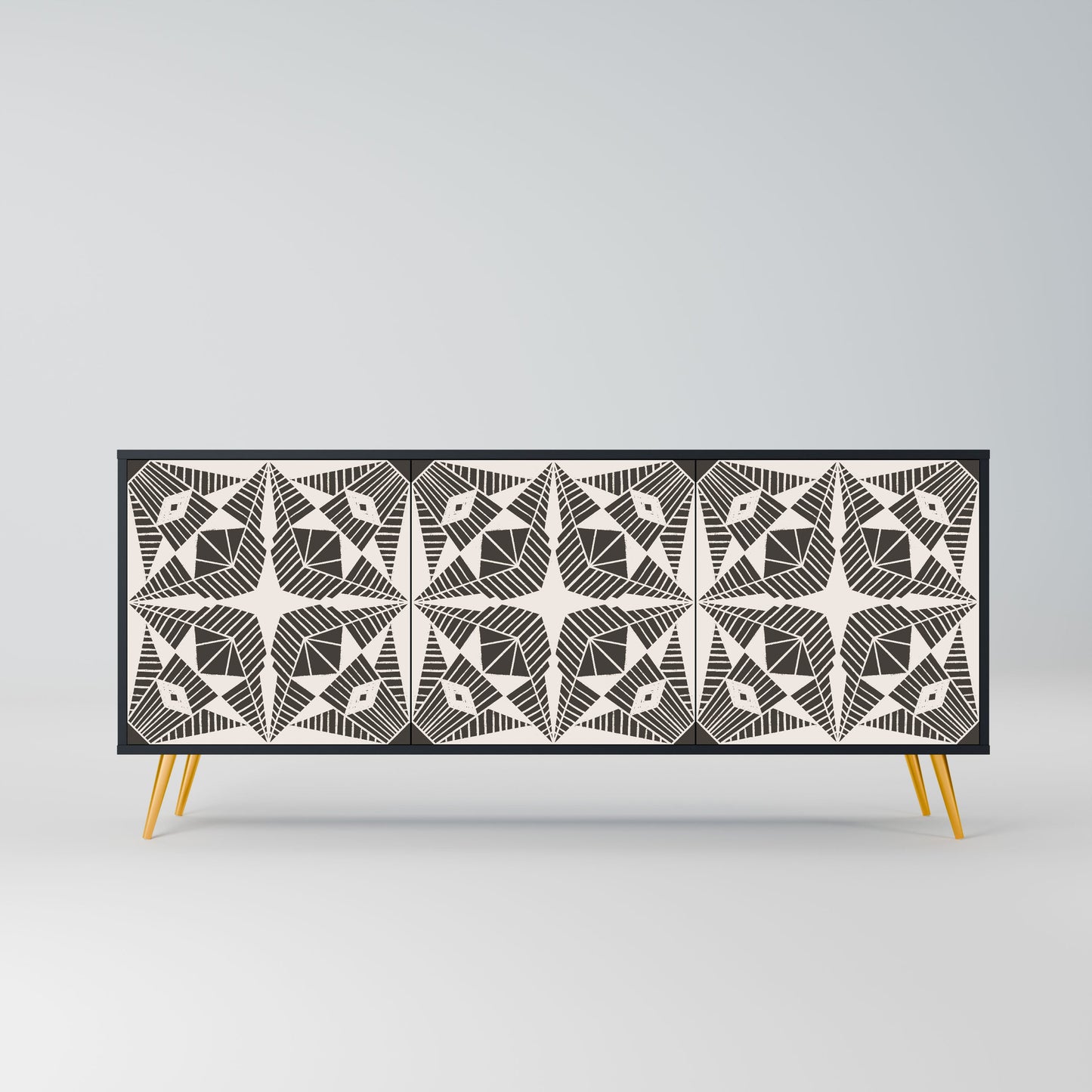 MONOCHROME NEXUS 3-Door Sideboard in Black Finish