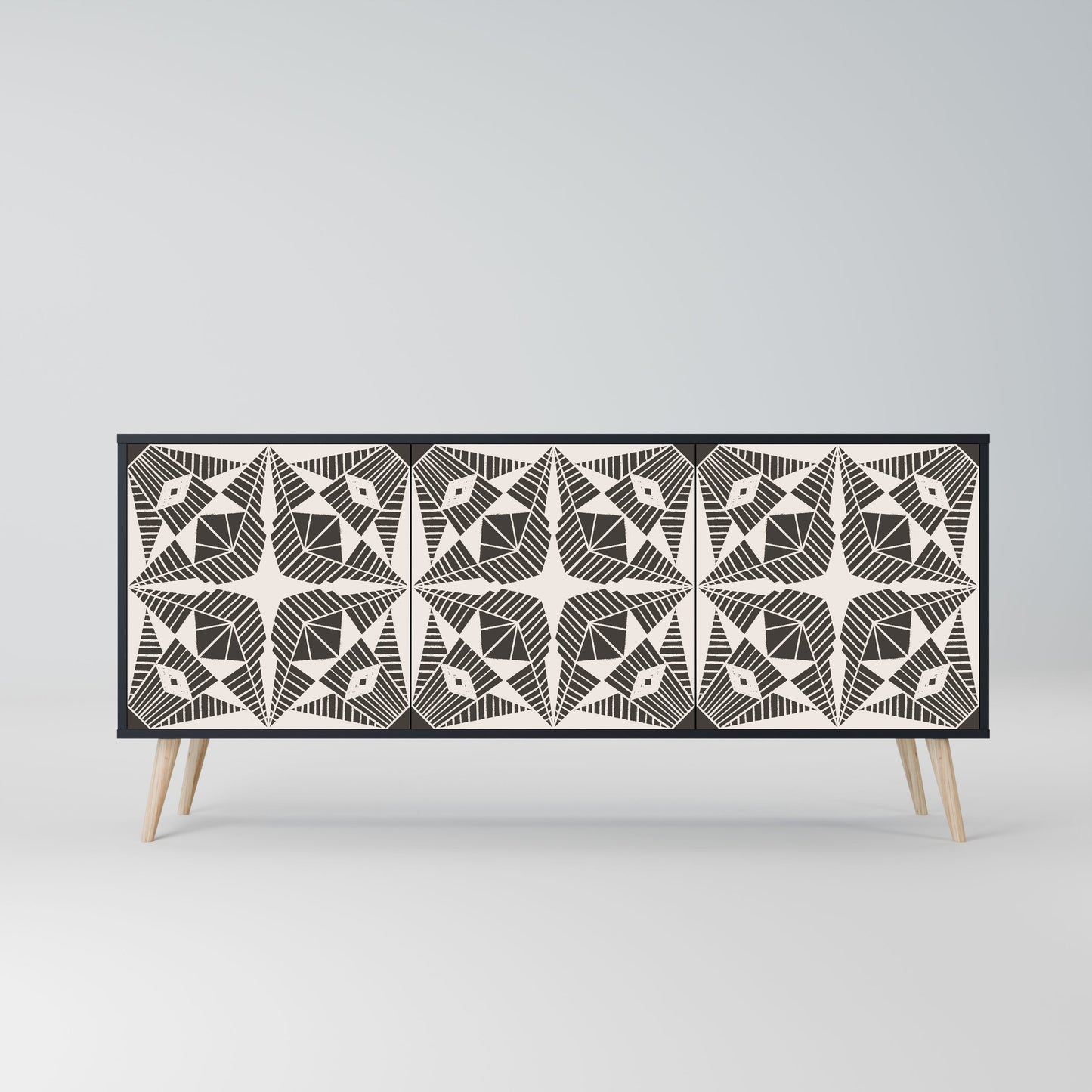MONOCHROME NEXUS 3-Door Sideboard in Black Finish