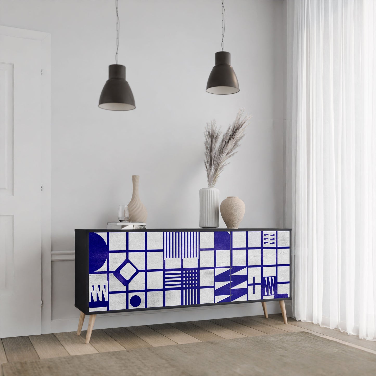 Credenza a 3 ante THE RIGHT PLACES in finitura nera