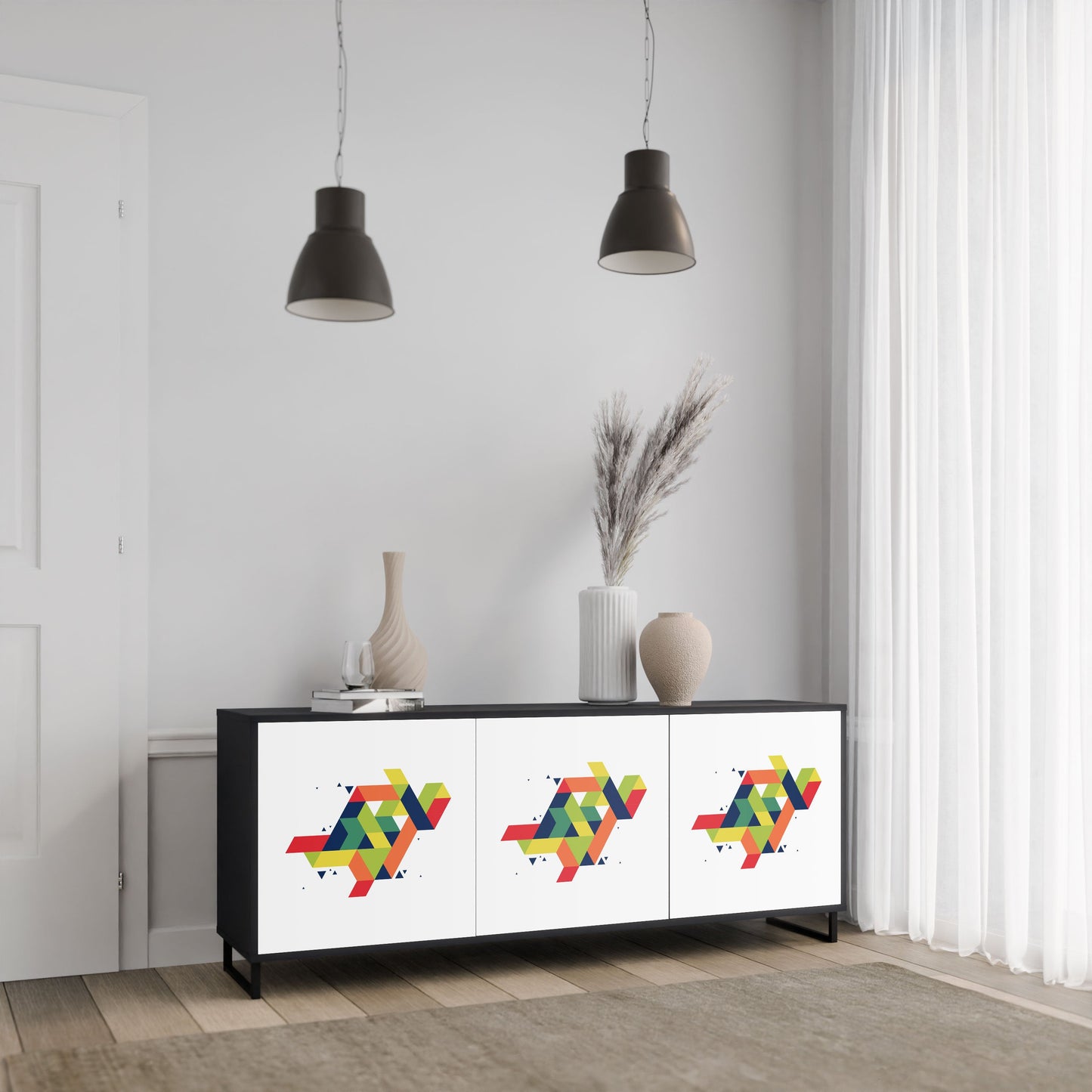 Credenza FUTURE SIGN a 3 ante in finitura nera