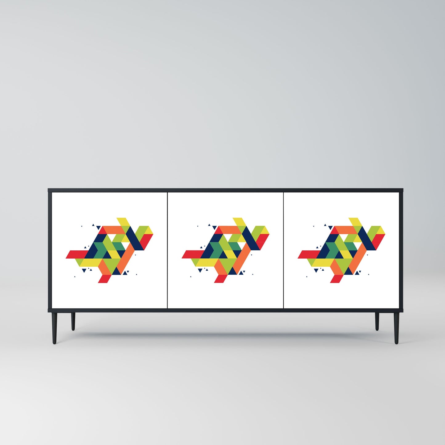 Credenza FUTURE SIGN a 3 ante in finitura nera