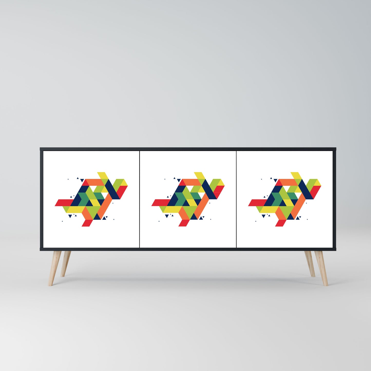 Credenza FUTURE SIGN a 3 ante in finitura nera