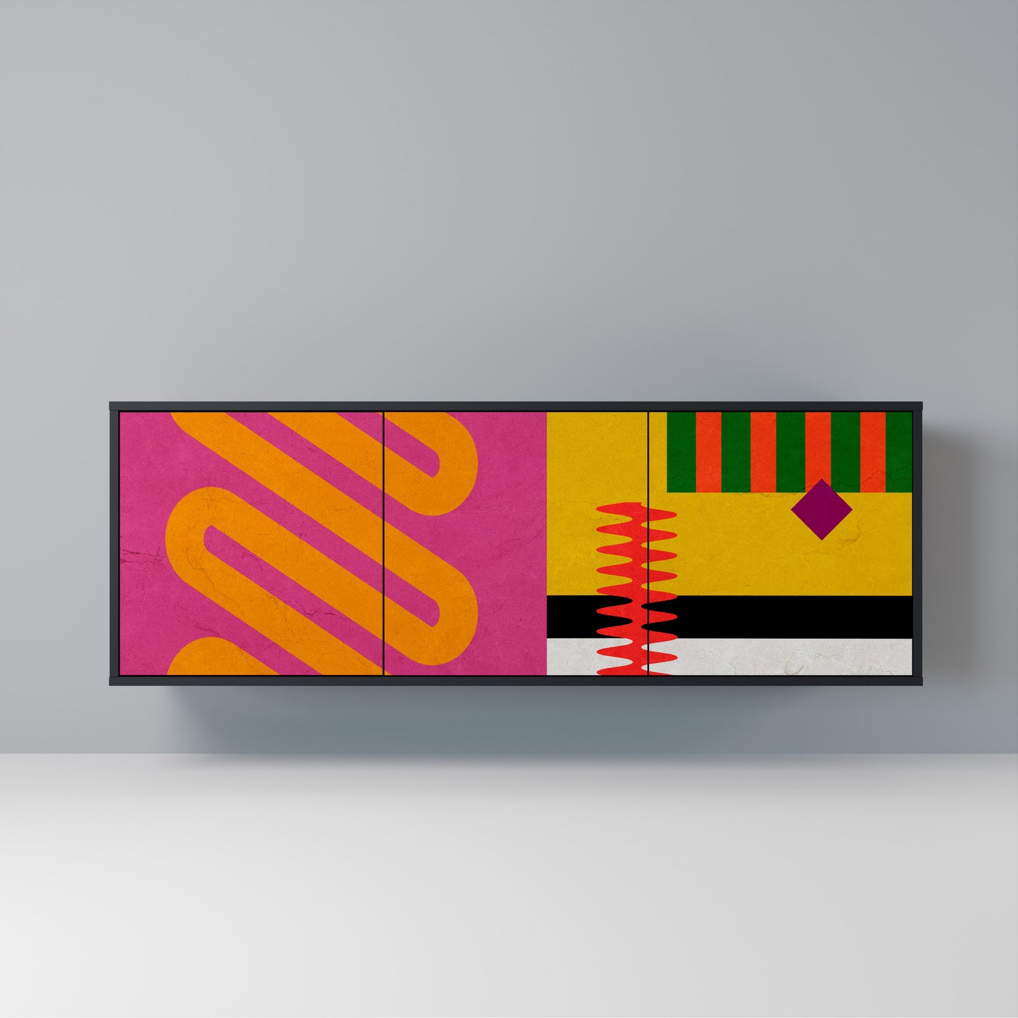 VIVID ART Madia a 3 Ante in Finitura Nera