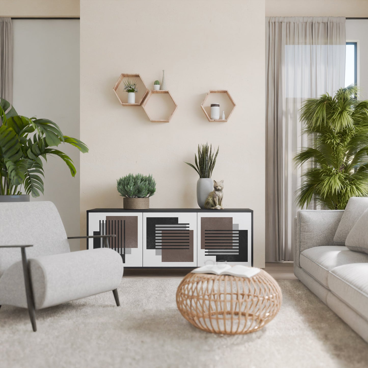 Credenza SHADOW SYNCHRONY a 3 ante in finitura nera