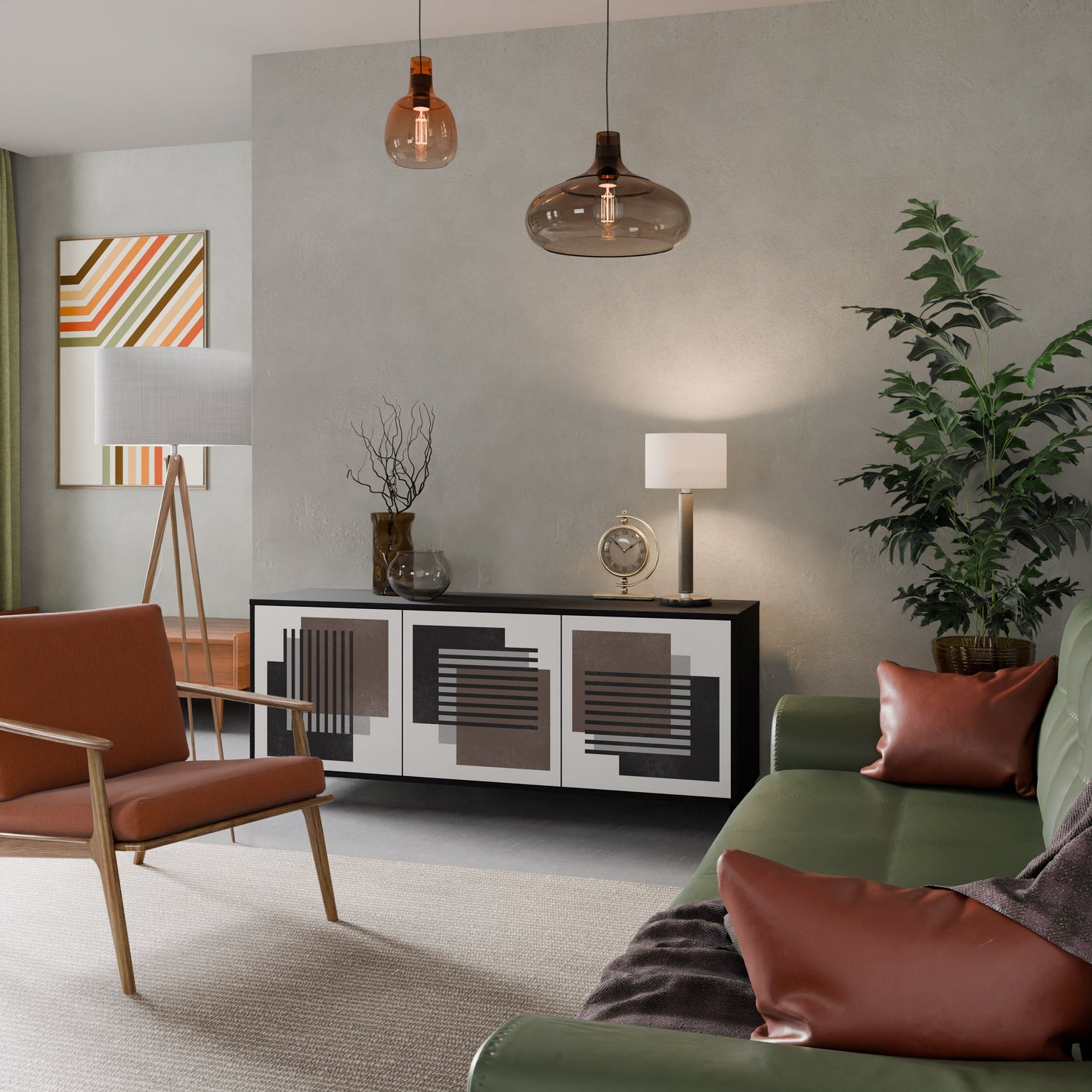 Credenza SHADOW SYNCHRONY a 3 ante in finitura nera