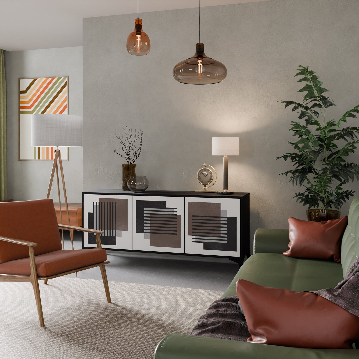 Credenza SHADOW SYNCHRONY a 3 ante in finitura nera