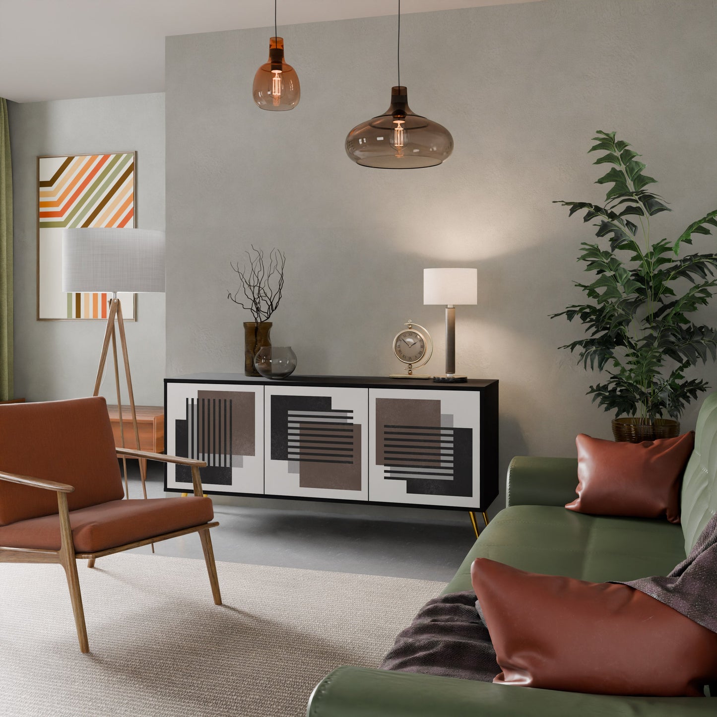 Credenza SHADOW SYNCHRONY a 3 ante in finitura nera