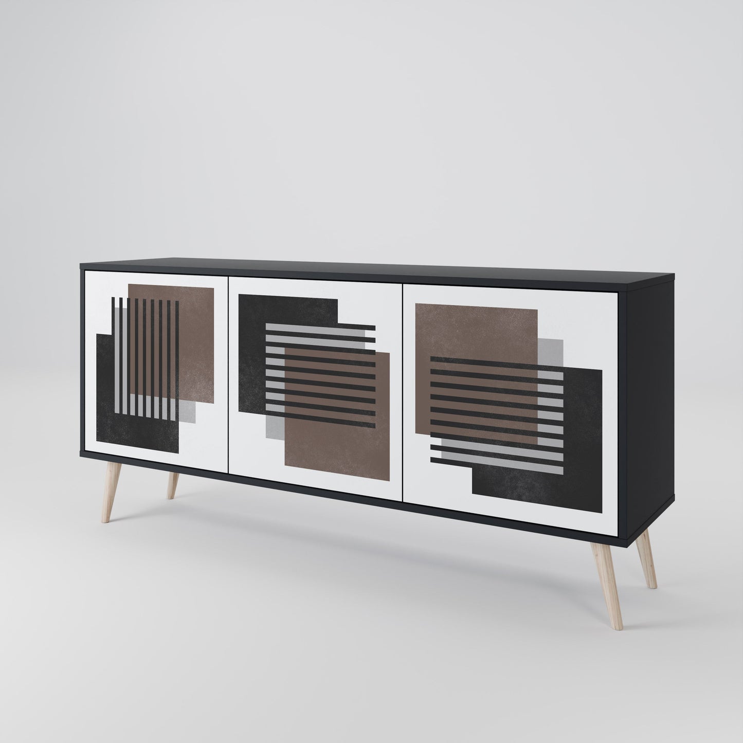 Credenza SHADOW SYNCHRONY a 3 ante in finitura nera