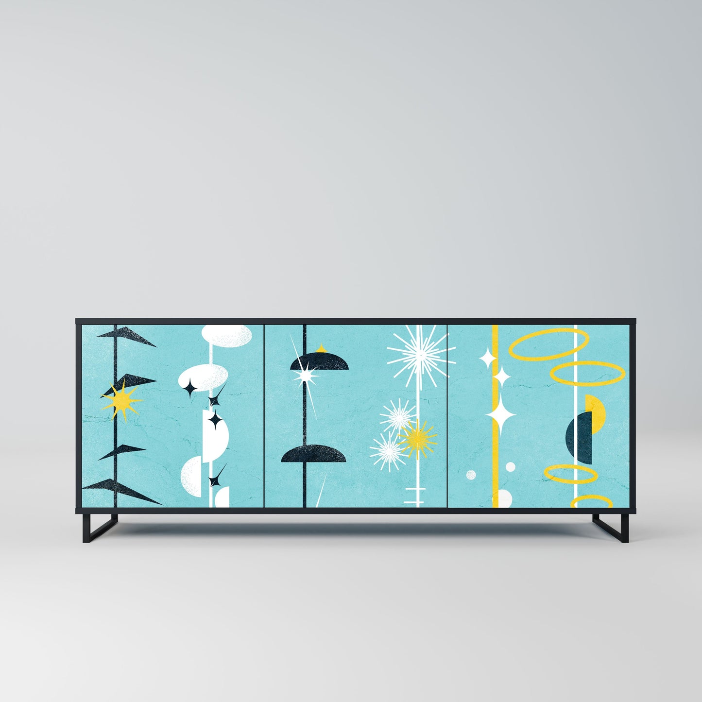 Credenza a 3 ante PATHS TO HAPPINESS in finitura nera