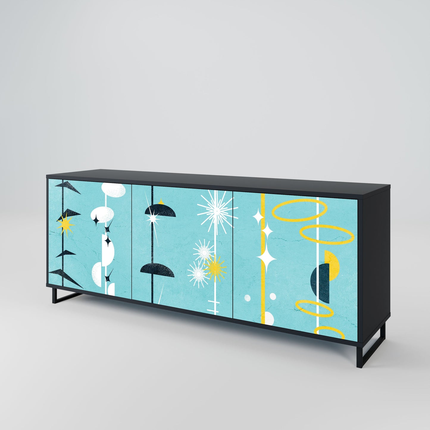 Credenza a 3 ante PATHS TO HAPPINESS in finitura nera