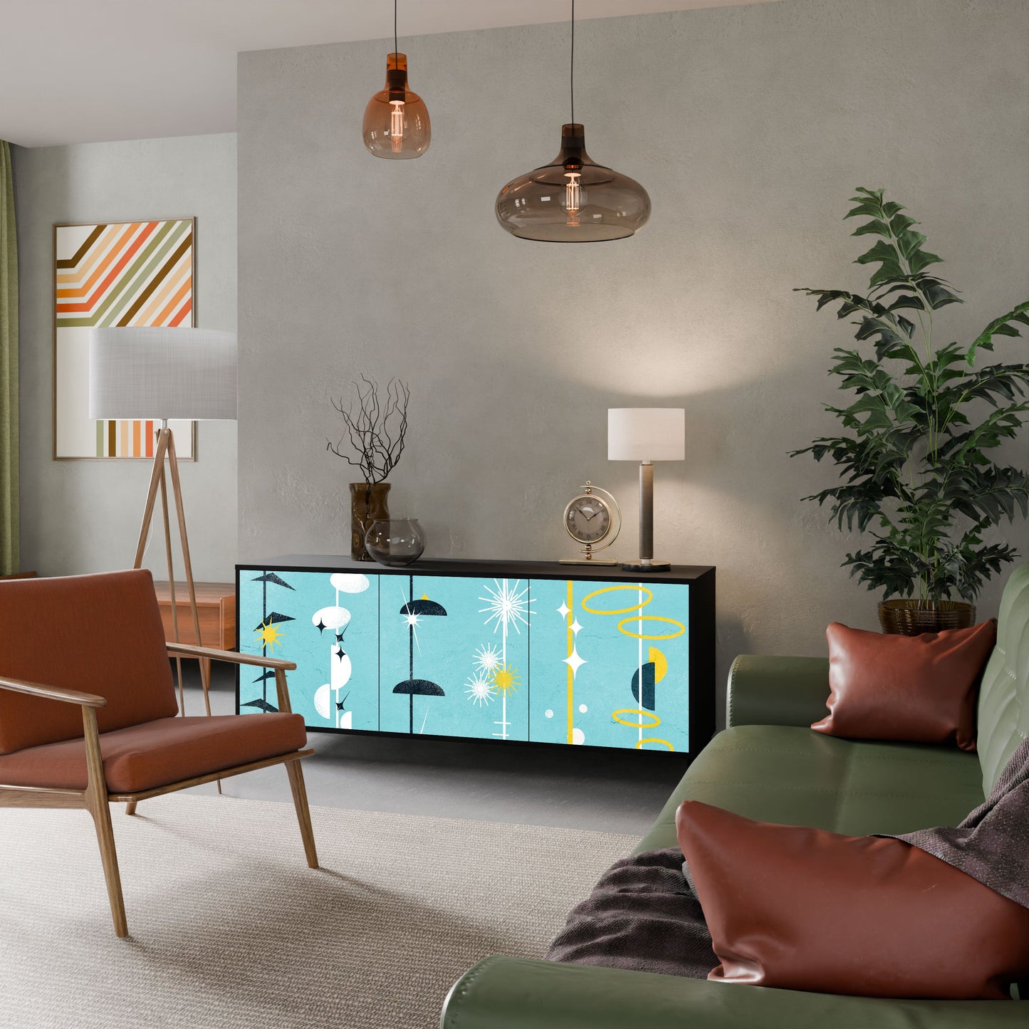 Credenza a 3 ante PATHS TO HAPPINESS in finitura nera