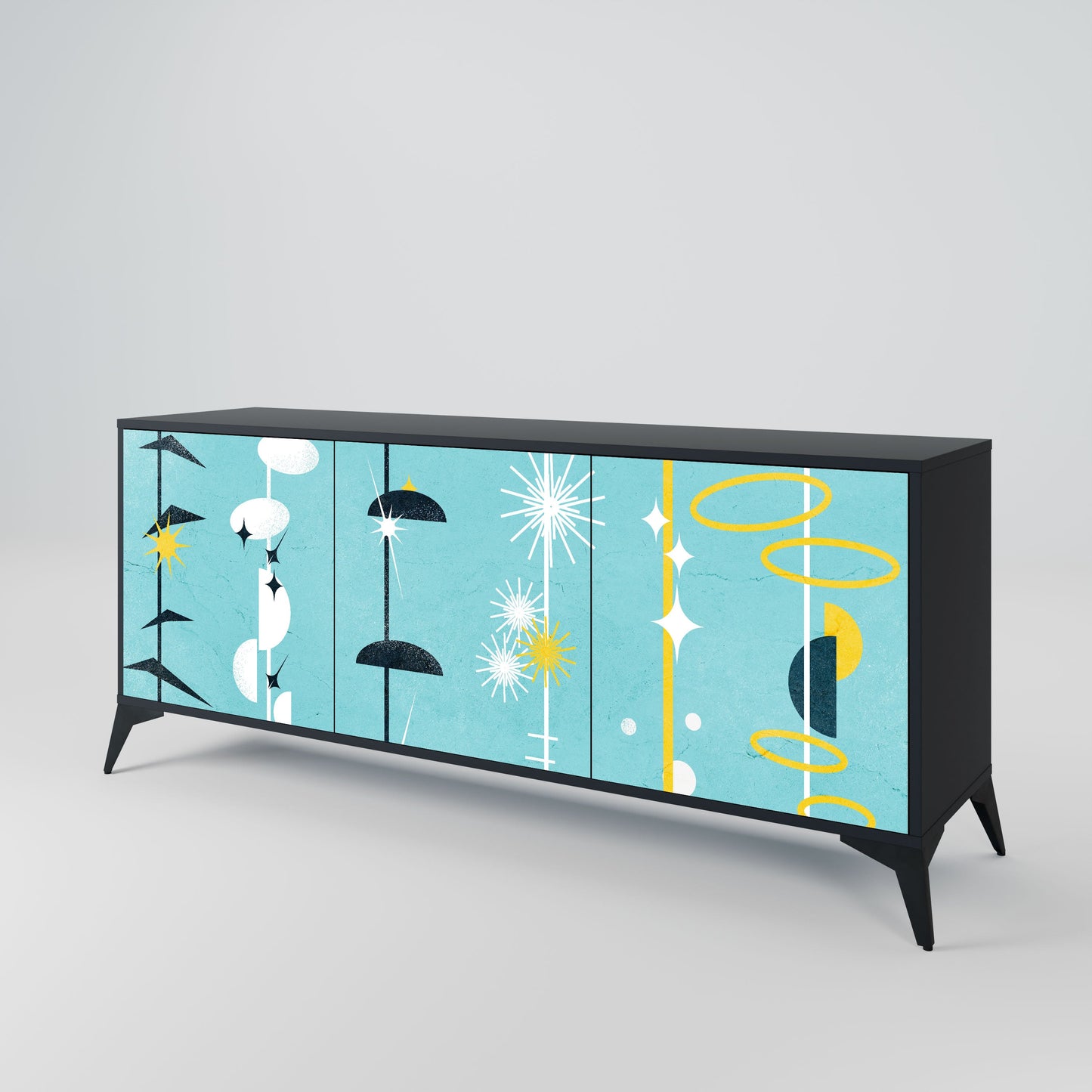 Credenza a 3 ante PATHS TO HAPPINESS in finitura nera