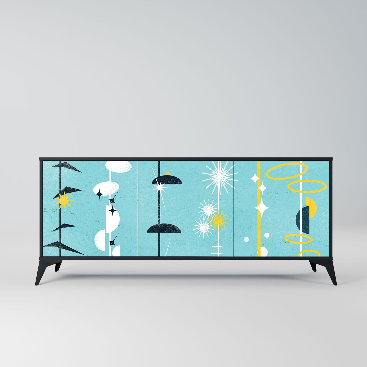 Credenza a 3 ante PATHS TO HAPPINESS in finitura nera