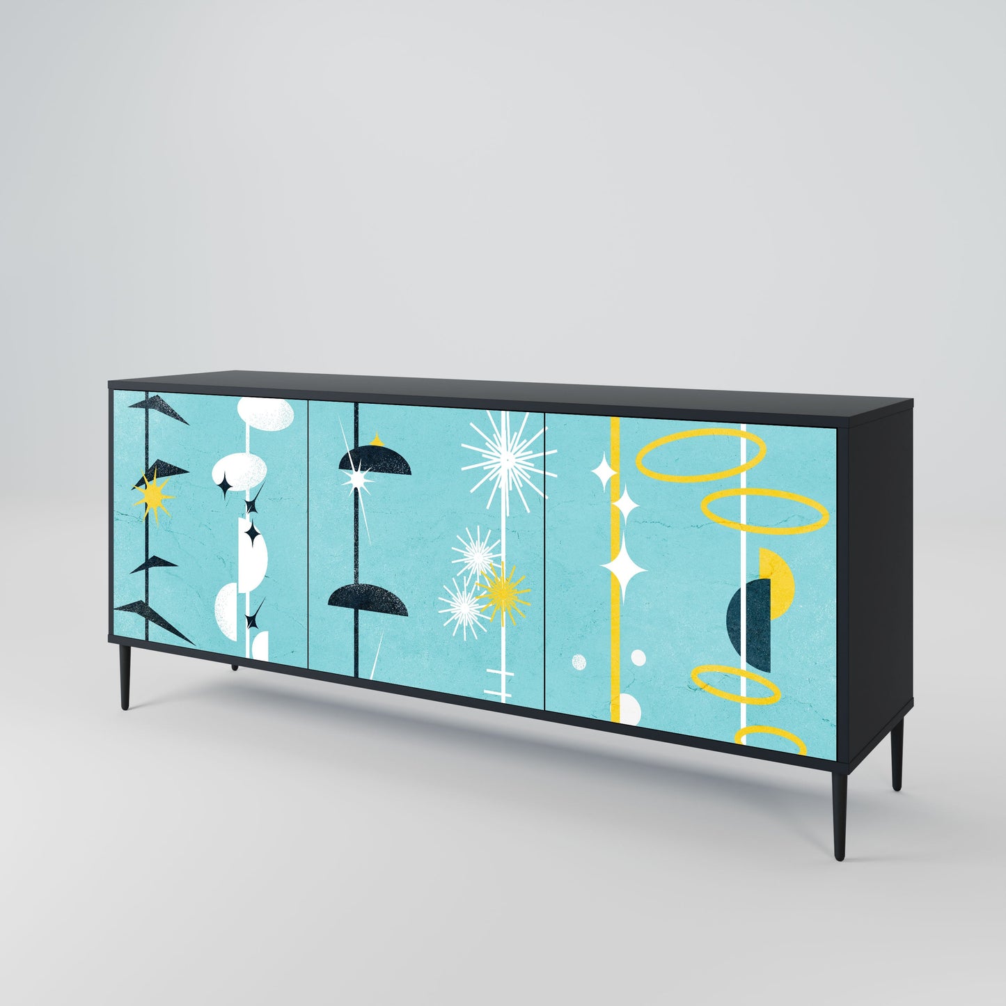 Credenza a 3 ante PATHS TO HAPPINESS in finitura nera