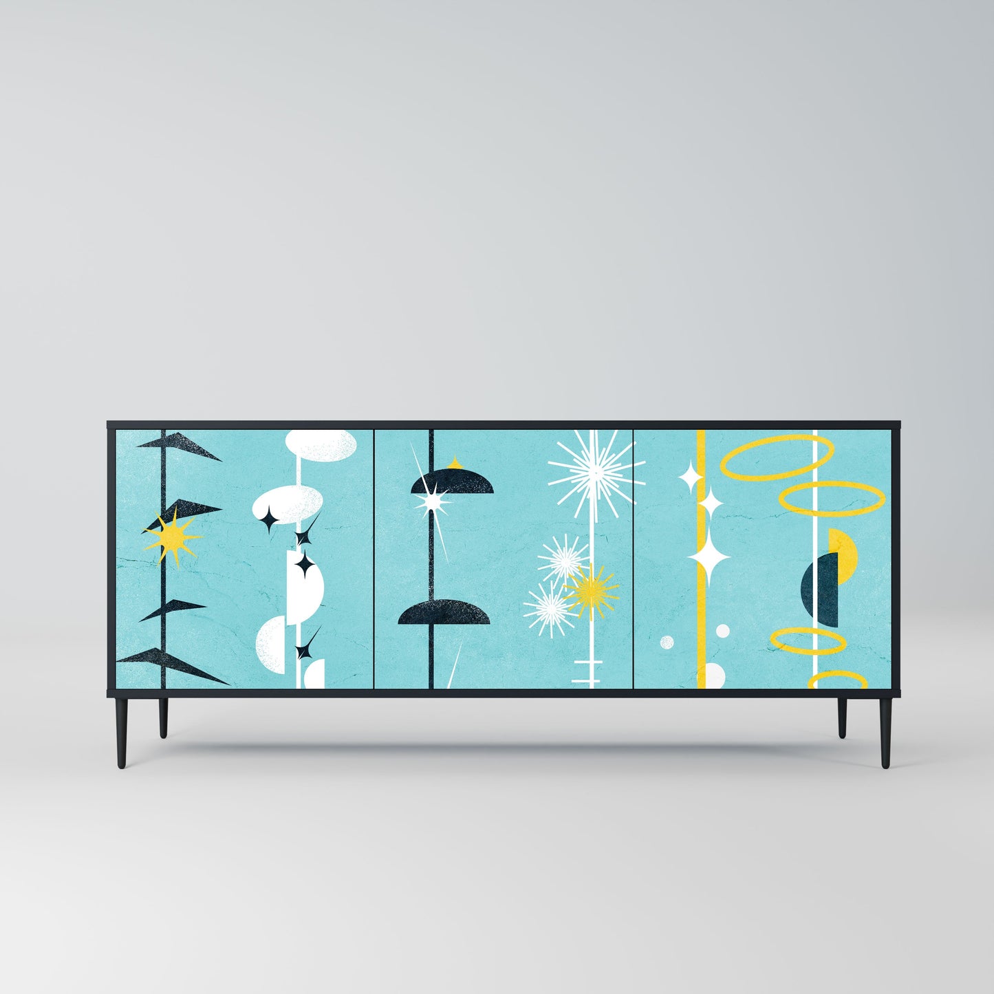 Credenza a 3 ante PATHS TO HAPPINESS in finitura nera