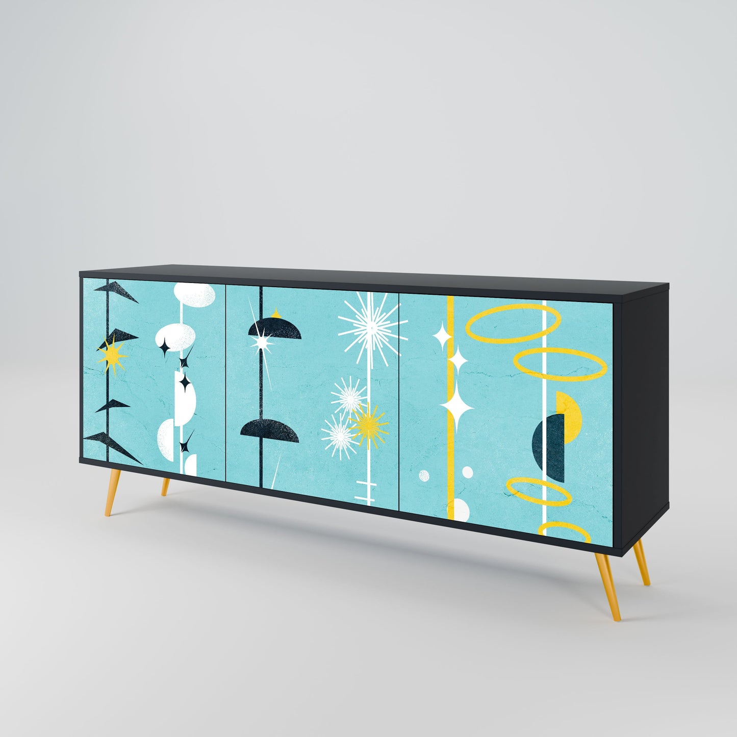 Credenza a 3 ante PATHS TO HAPPINESS in finitura nera
