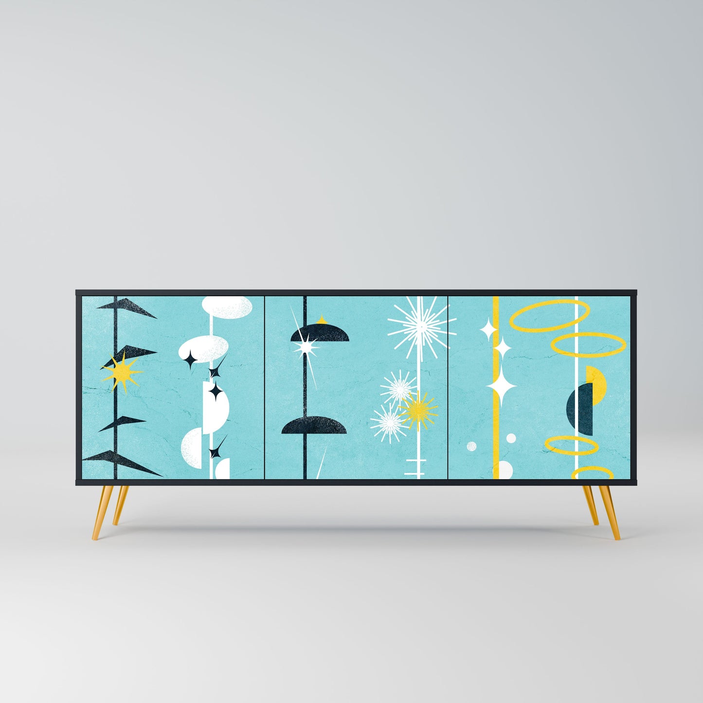 Credenza a 3 ante PATHS TO HAPPINESS in finitura nera