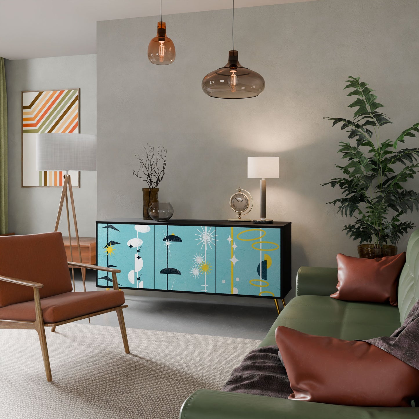 Credenza a 3 ante PATHS TO HAPPINESS in finitura nera