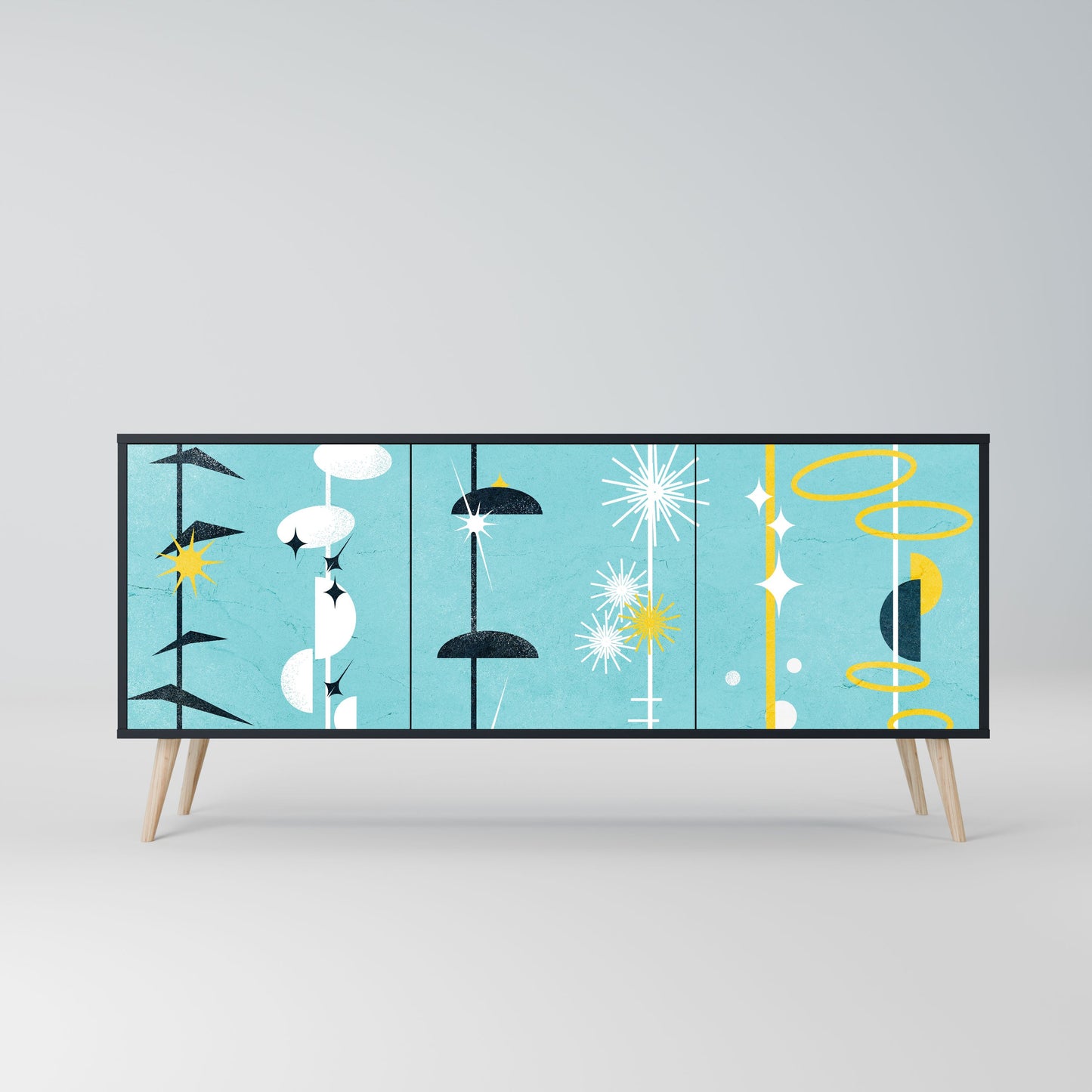 Credenza a 3 ante PATHS TO HAPPINESS in finitura nera
