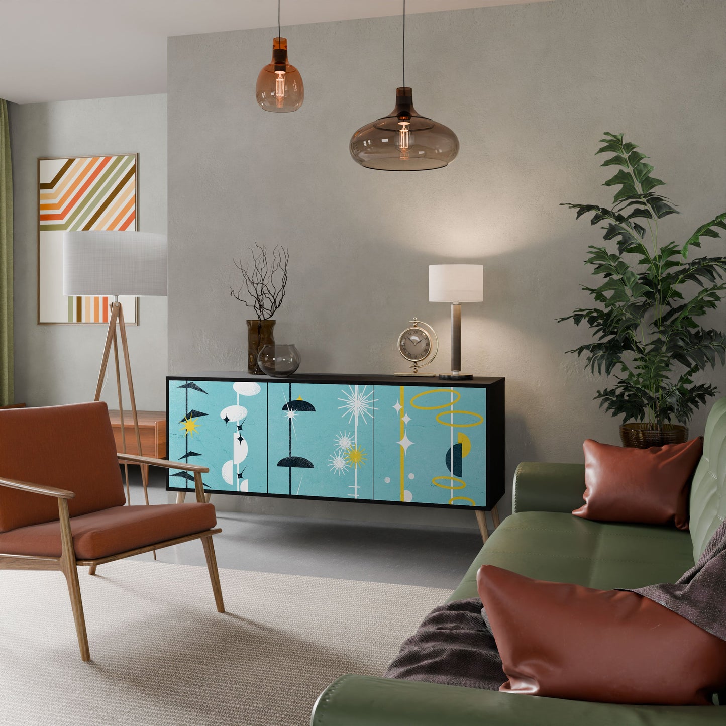 Credenza a 3 ante PATHS TO HAPPINESS in finitura nera