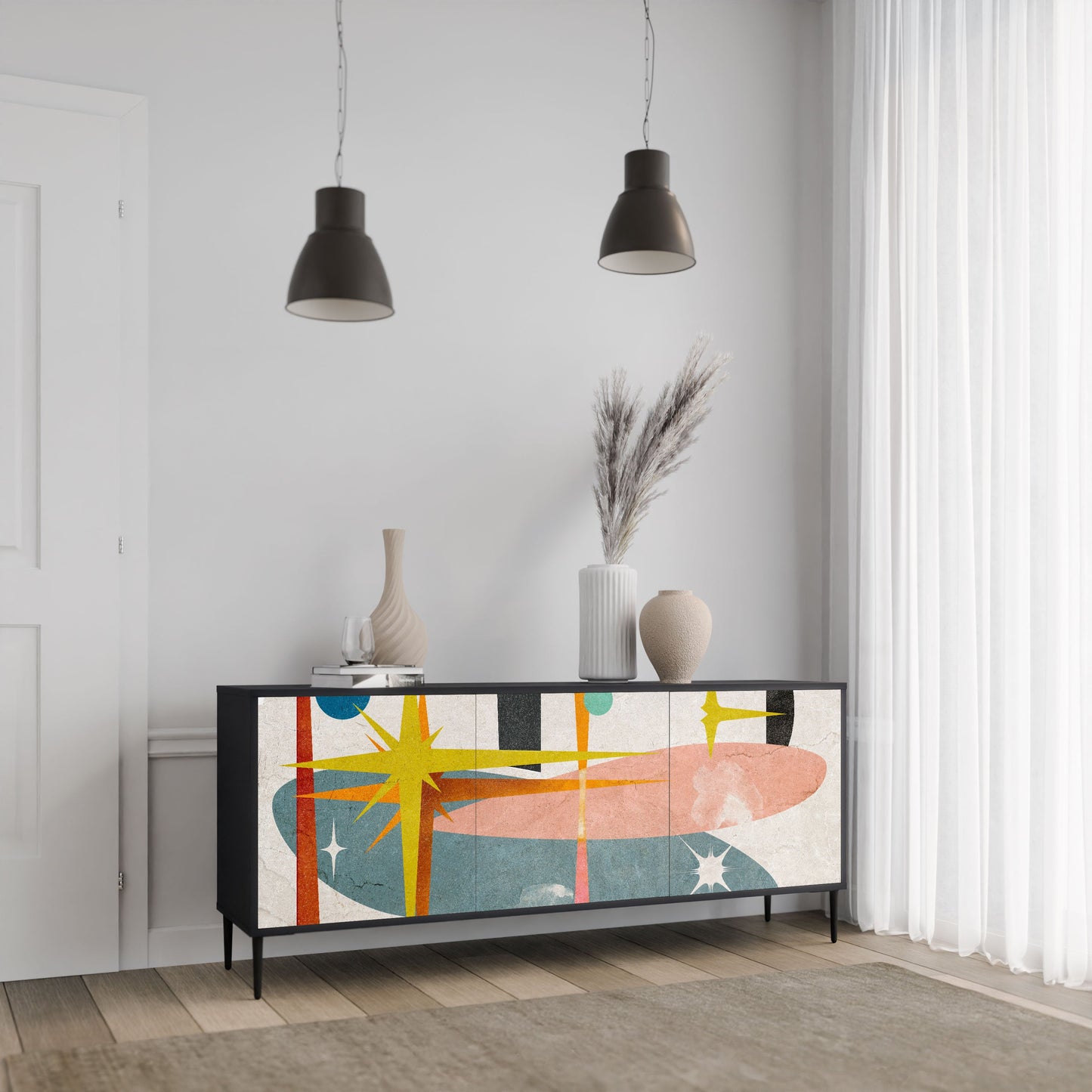 Credenza a 3 ante INTERSTELLAR VIBES in finitura nera
