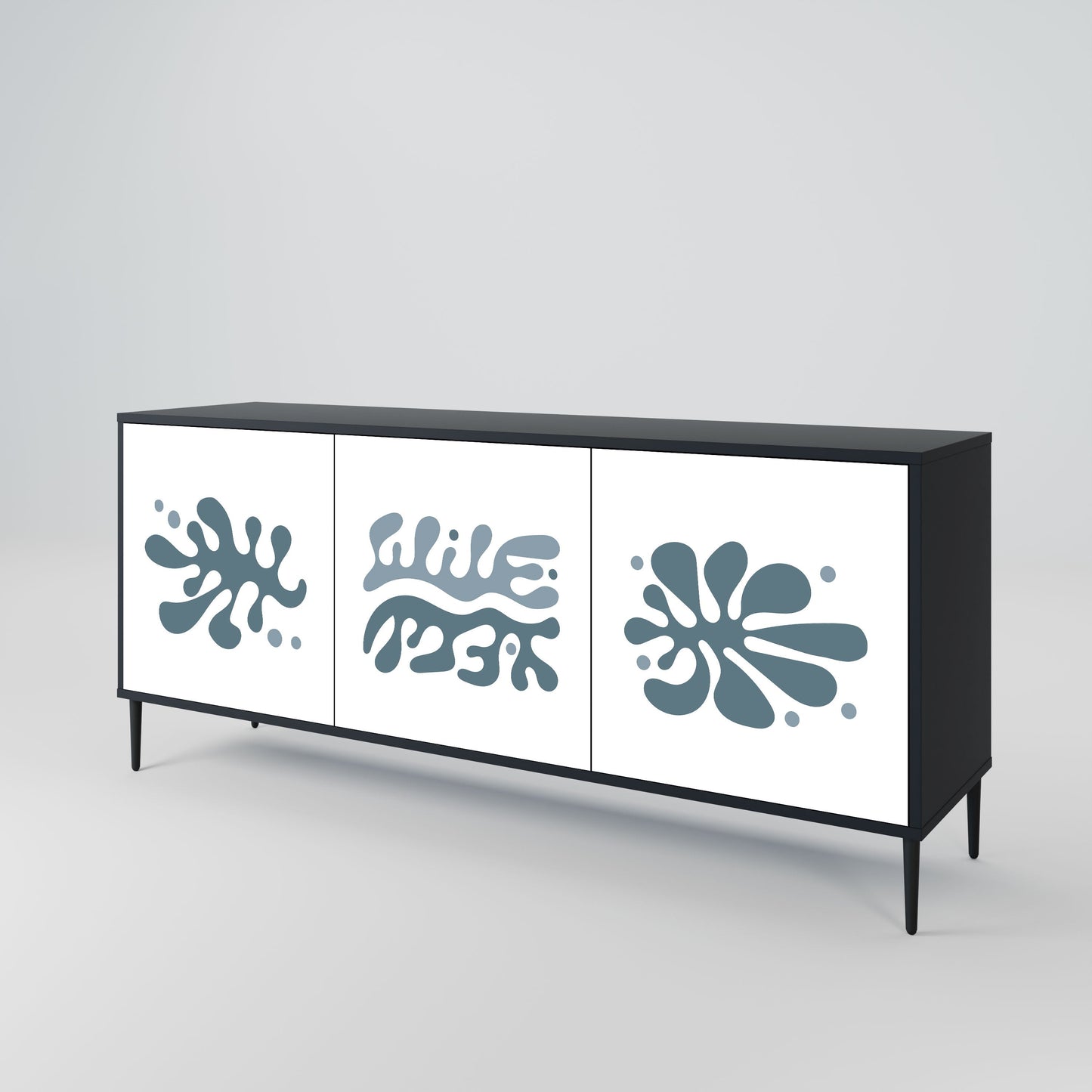 Credenza WONDERLAND VEGETATION a 3 ante in finitura nera