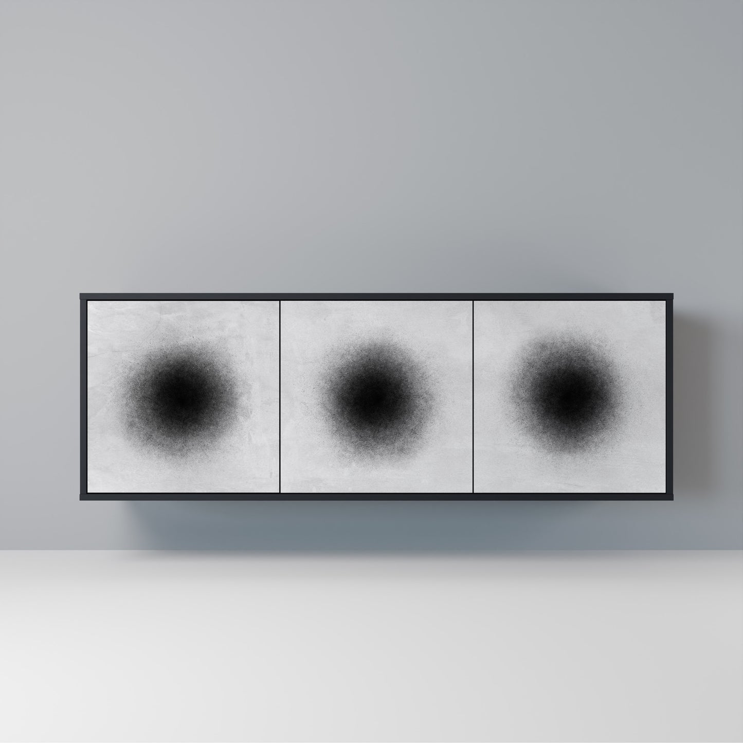 BLACK HOLE Madia a 3 Ante in Finitura Nera