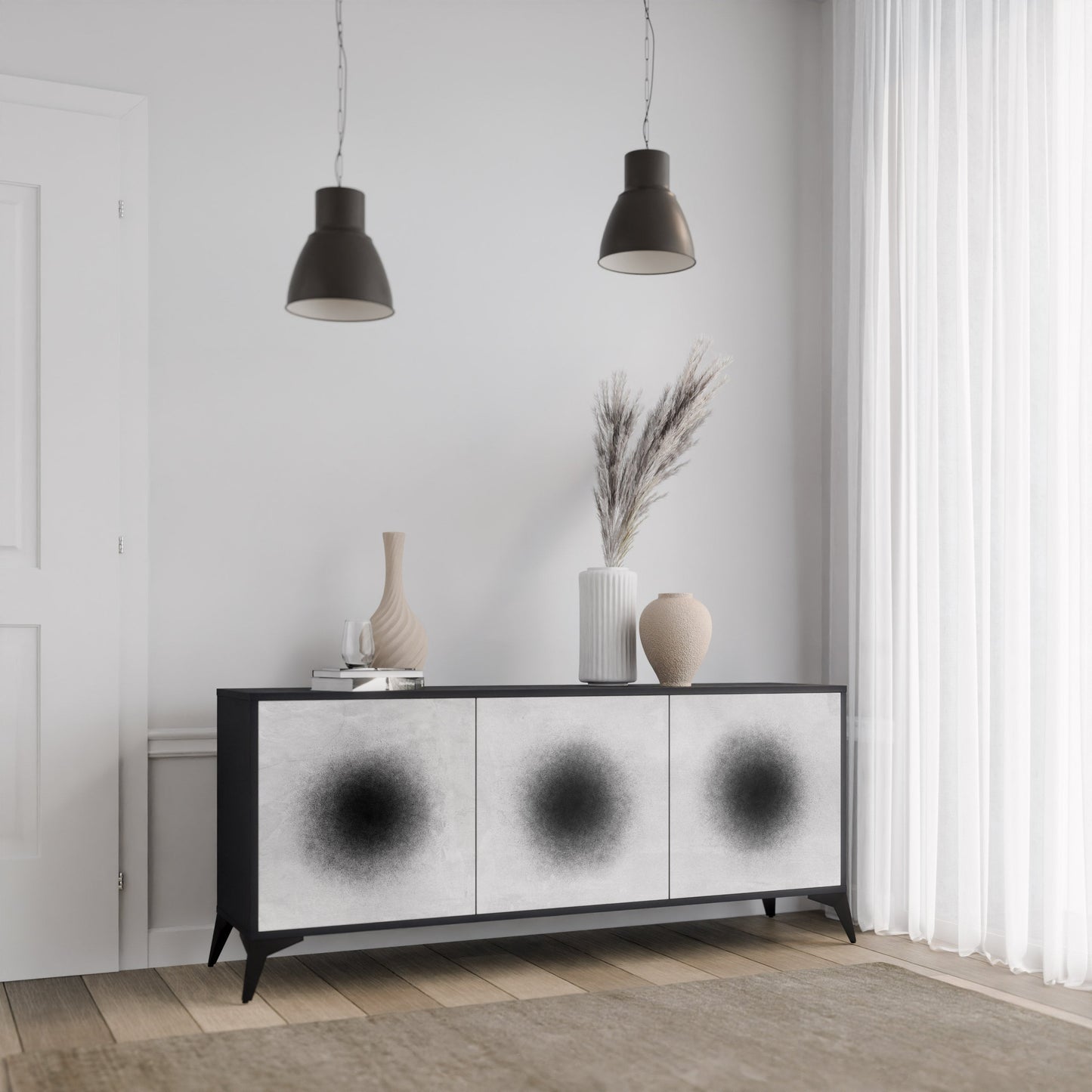 Credenza a 3 ante BLACK HOLE in finitura nera