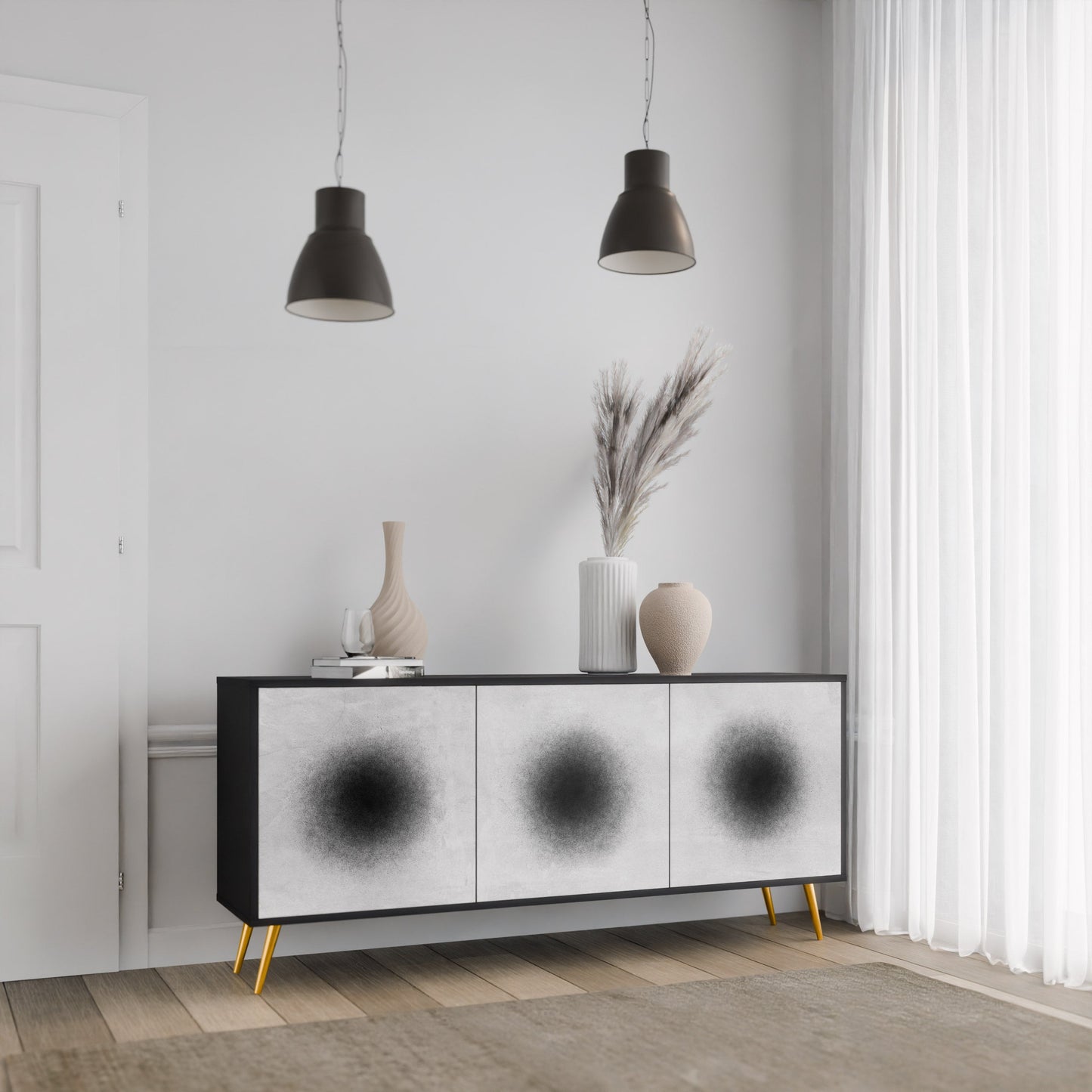 Credenza a 3 ante BLACK HOLE in finitura nera