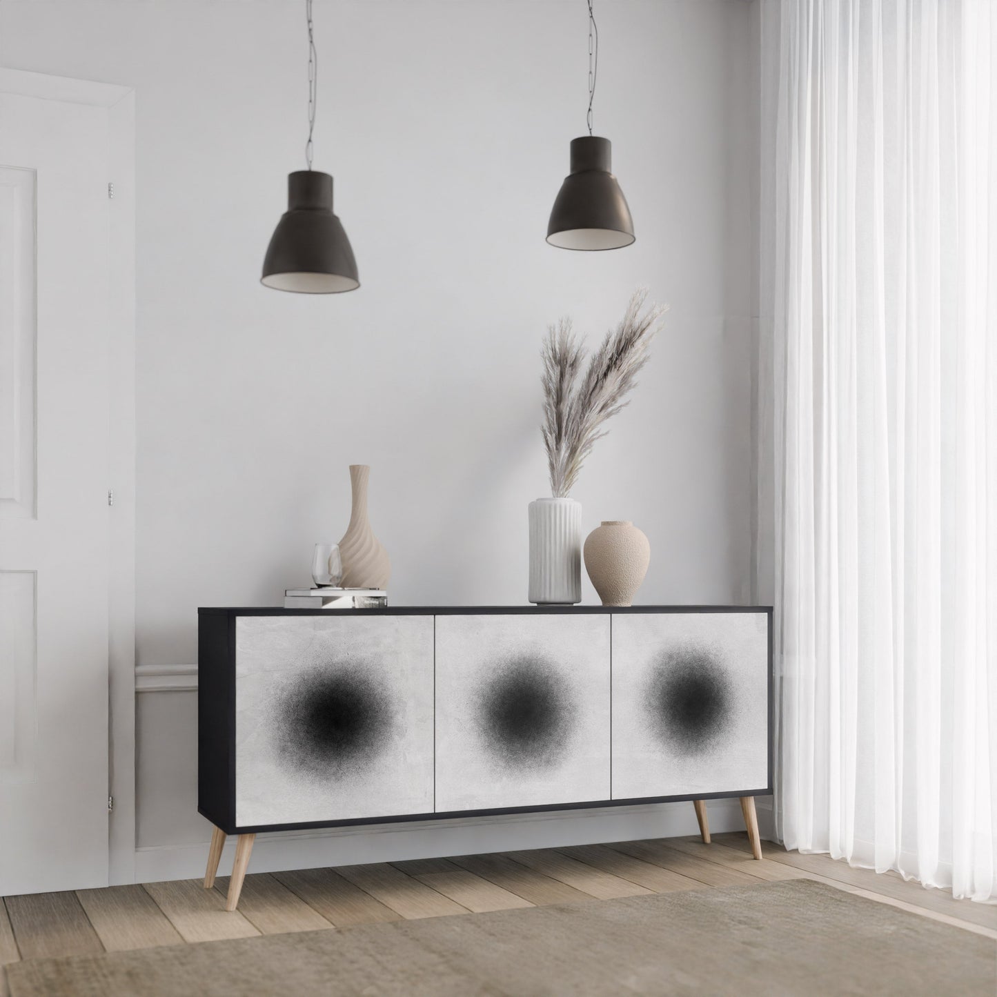 Credenza a 3 ante BLACK HOLE in finitura nera
