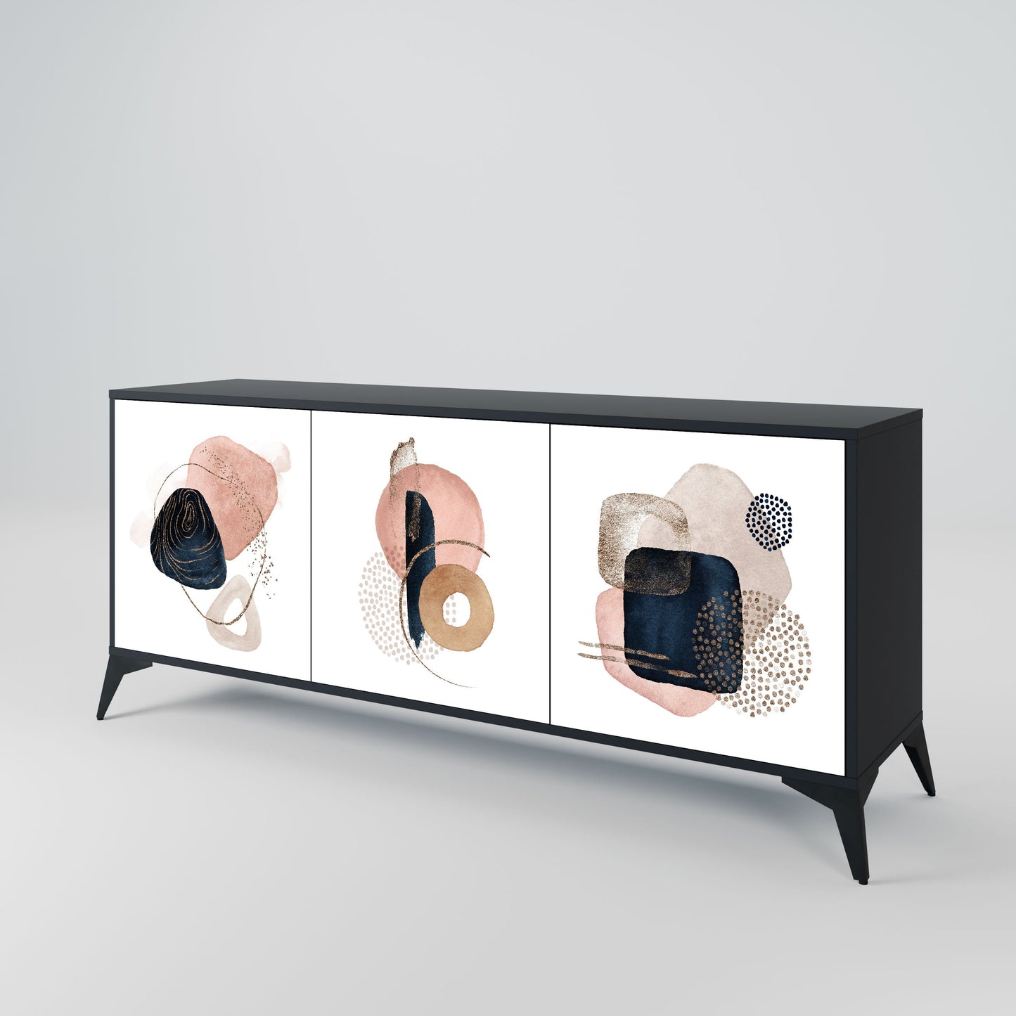 COLORFUL SHAPES 3-Door Sideboard in Black Finish