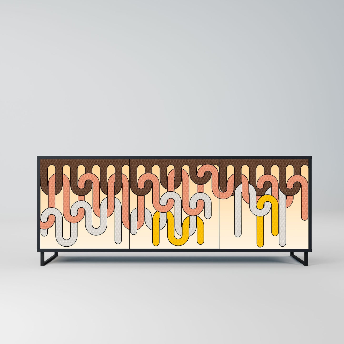 COLORFUL STRINGS 3-Door Sideboard in Black Finish