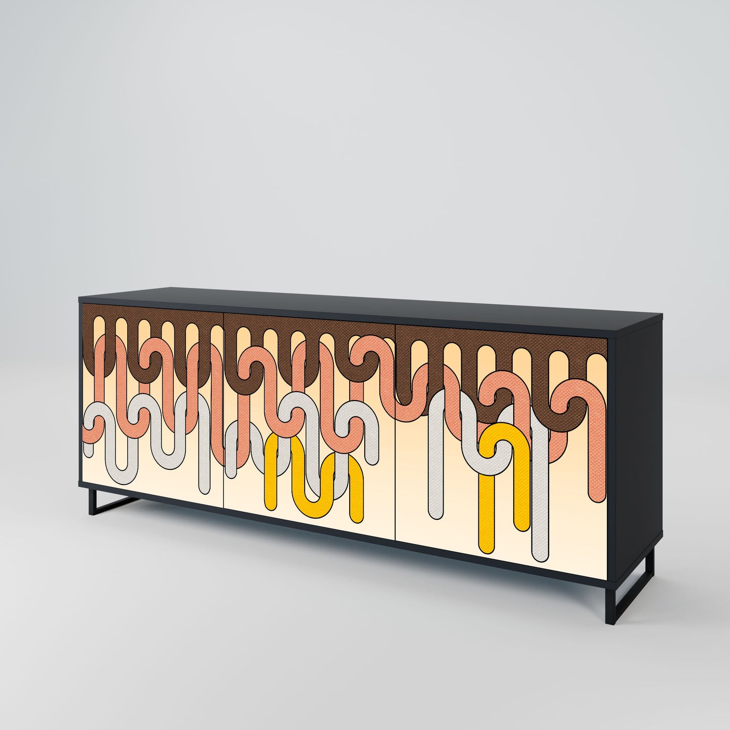COLORFUL STRINGS 3-Door Sideboard in Black Finish