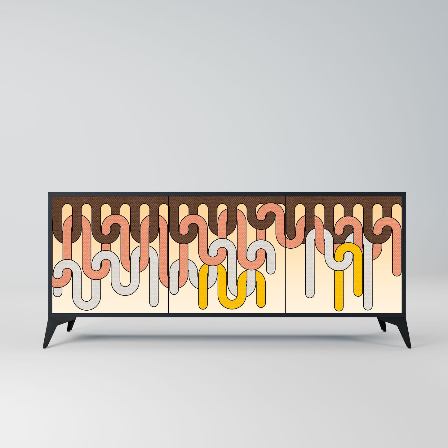 COLORFUL STRINGS 3-Door Sideboard in Black Finish
