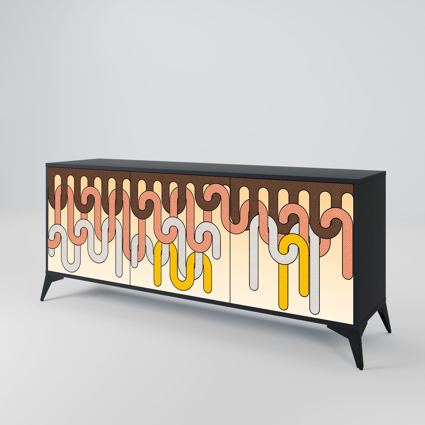 COLORFUL STRINGS 3-Door Sideboard in Black Finish