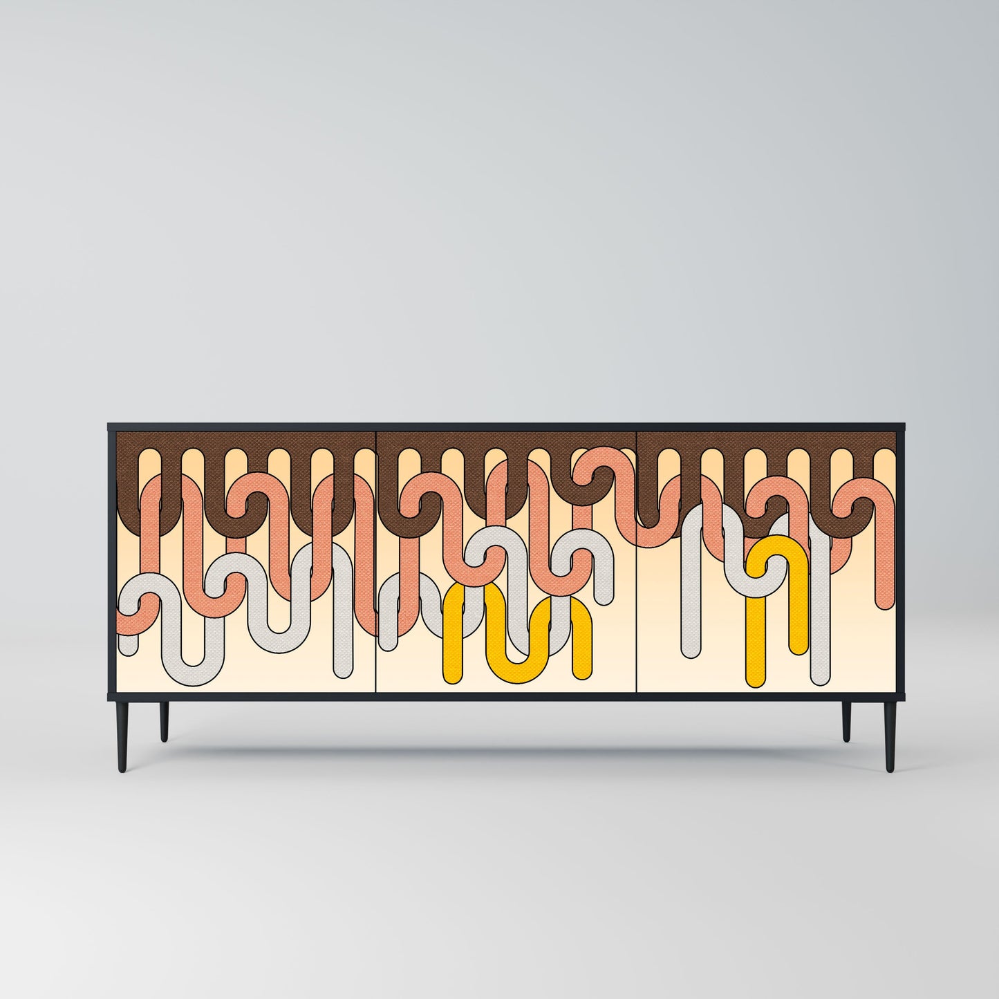 COLORFUL STRINGS 3-Door Sideboard in Black Finish