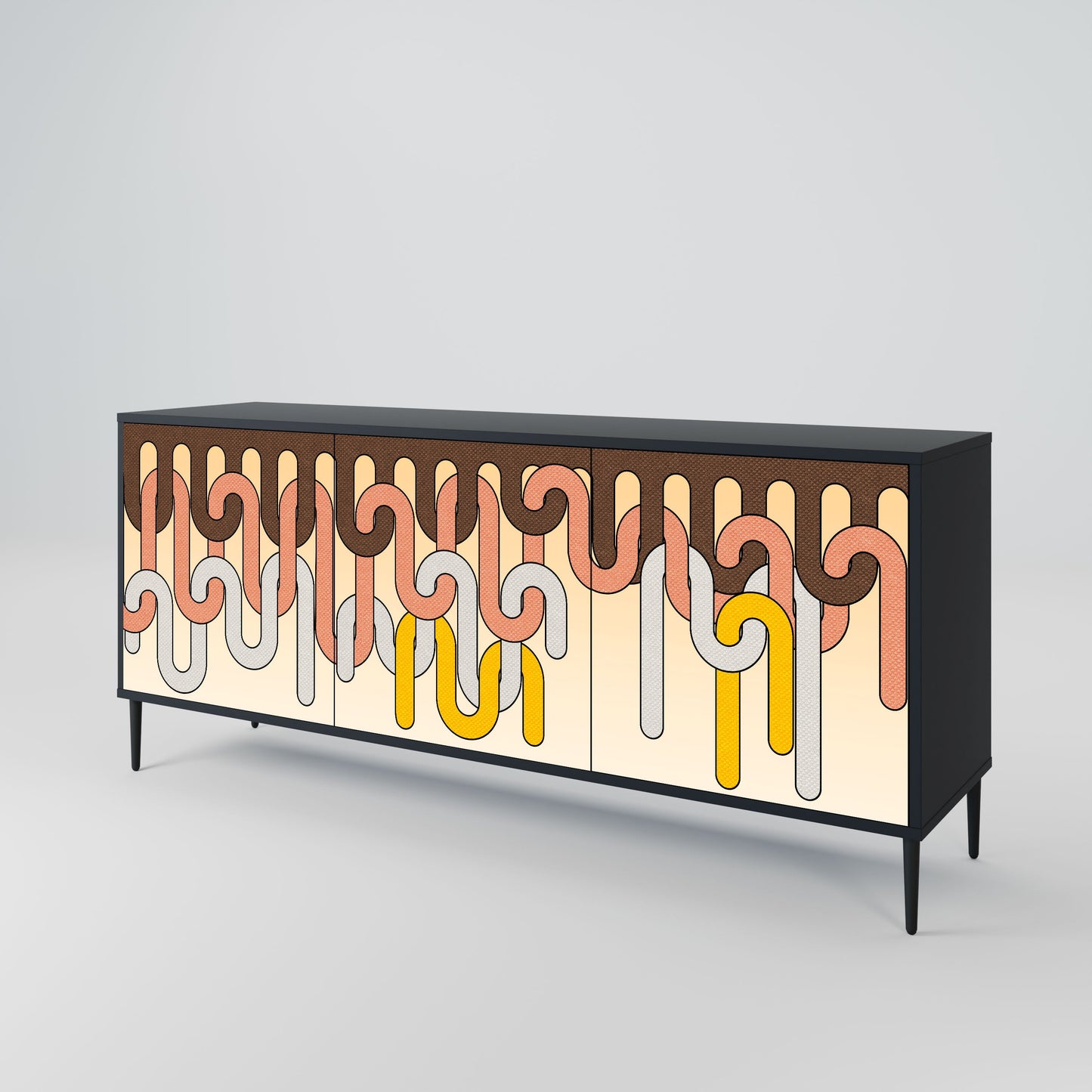 COLORFUL STRINGS 3-Door Sideboard in Black Finish