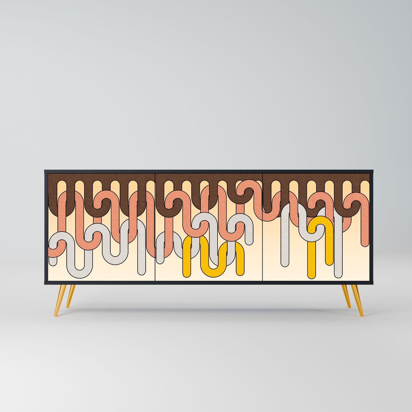 COLORFUL STRINGS 3-Door Sideboard in Black Finish