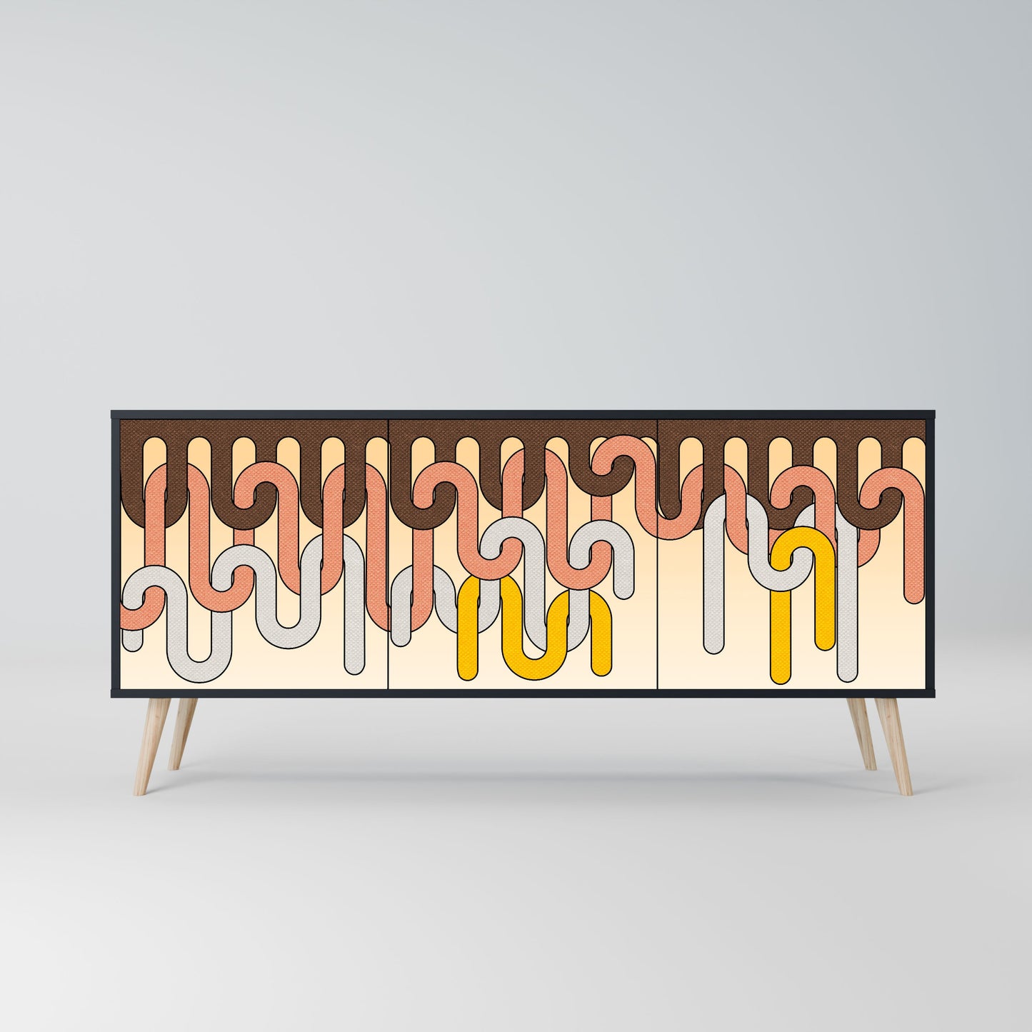 COLORFUL STRINGS 3-Door Sideboard in Black Finish