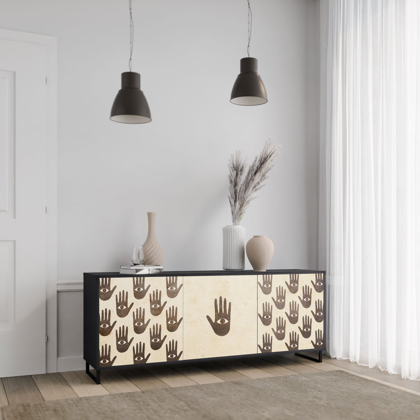 VEDI ALTRO Credenza a 3 ante in finitura nera