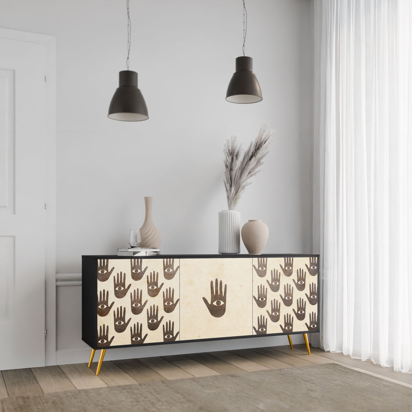 VEDI ALTRO Credenza a 3 ante in finitura nera