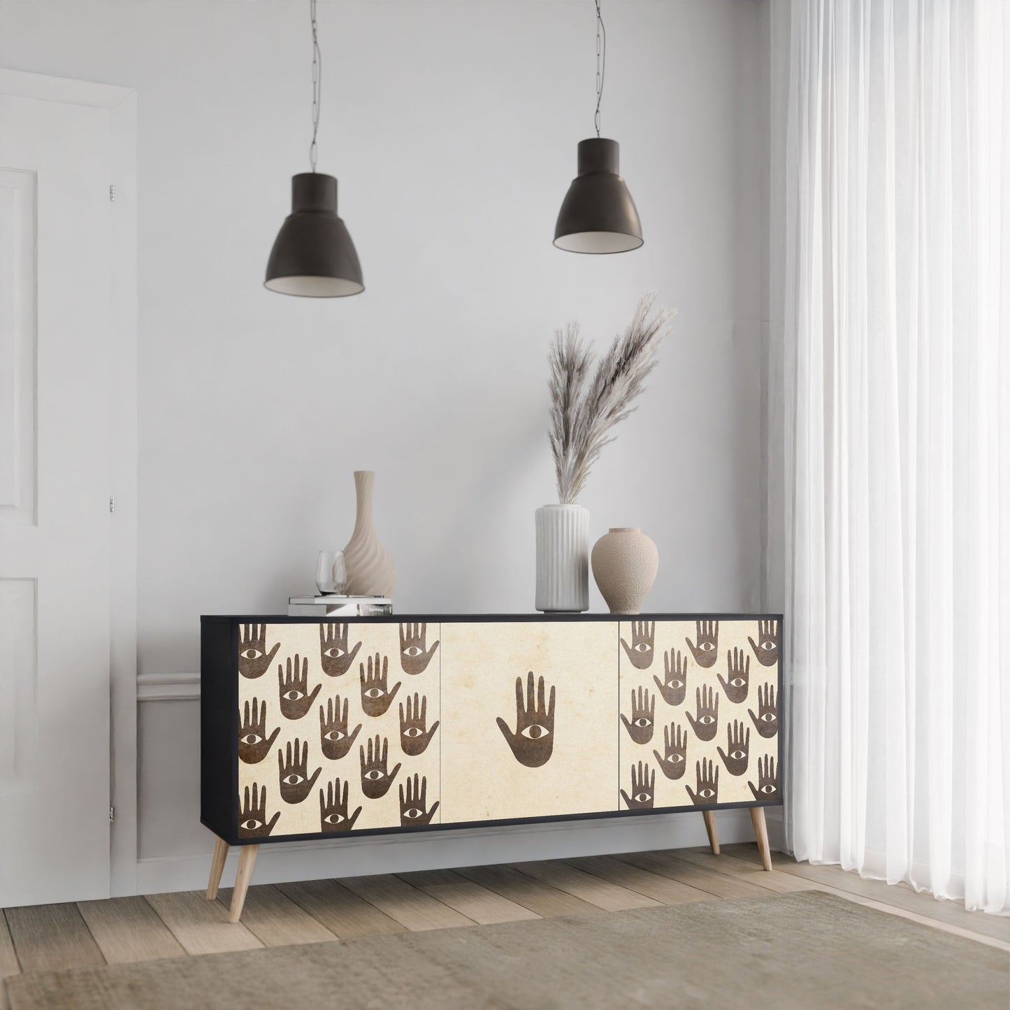 VEDI ALTRO Credenza a 3 ante in finitura nera