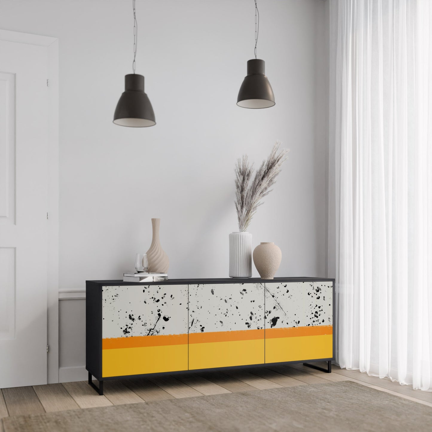 Credenza a 3 ante DYED BY ORANGE in finitura nera