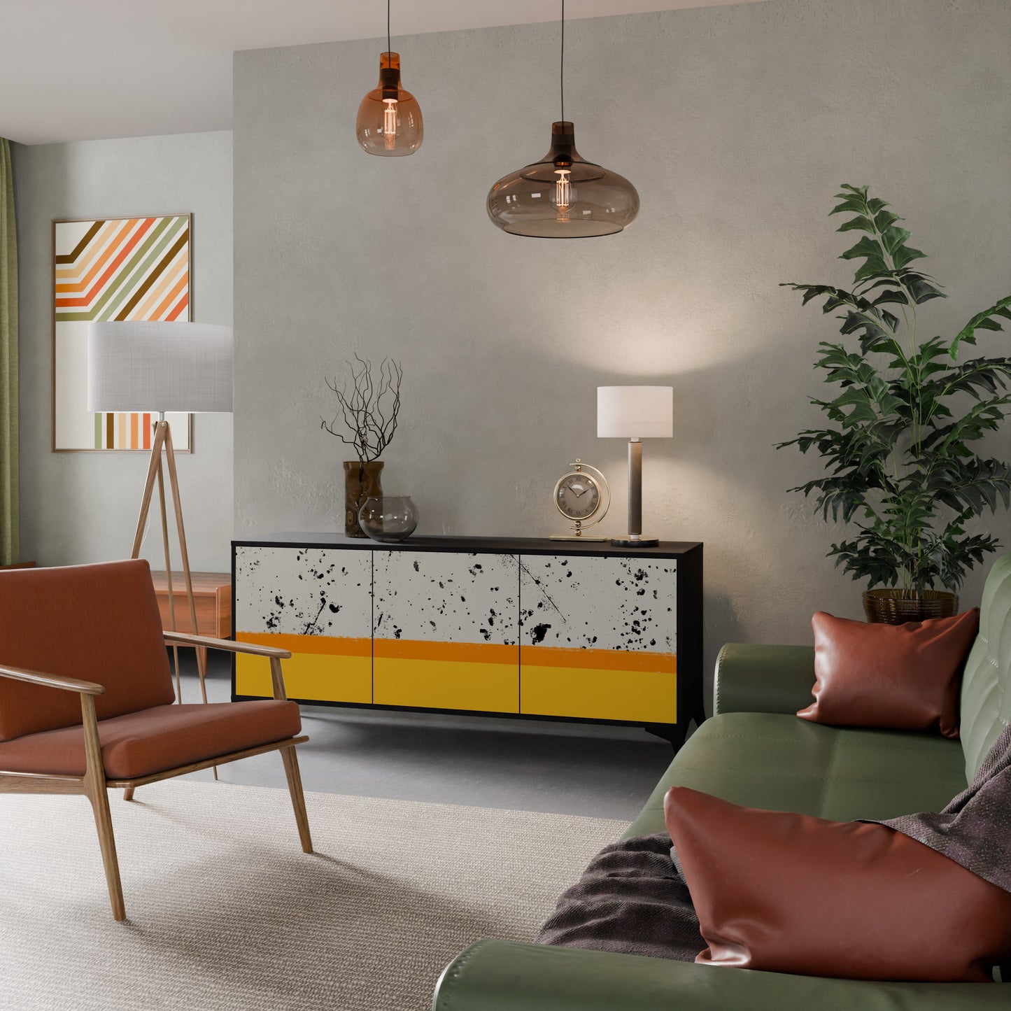 Credenza a 3 ante DYED BY ORANGE in finitura nera