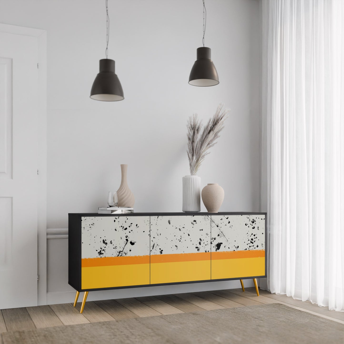 Credenza a 3 ante DYED BY ORANGE in finitura nera