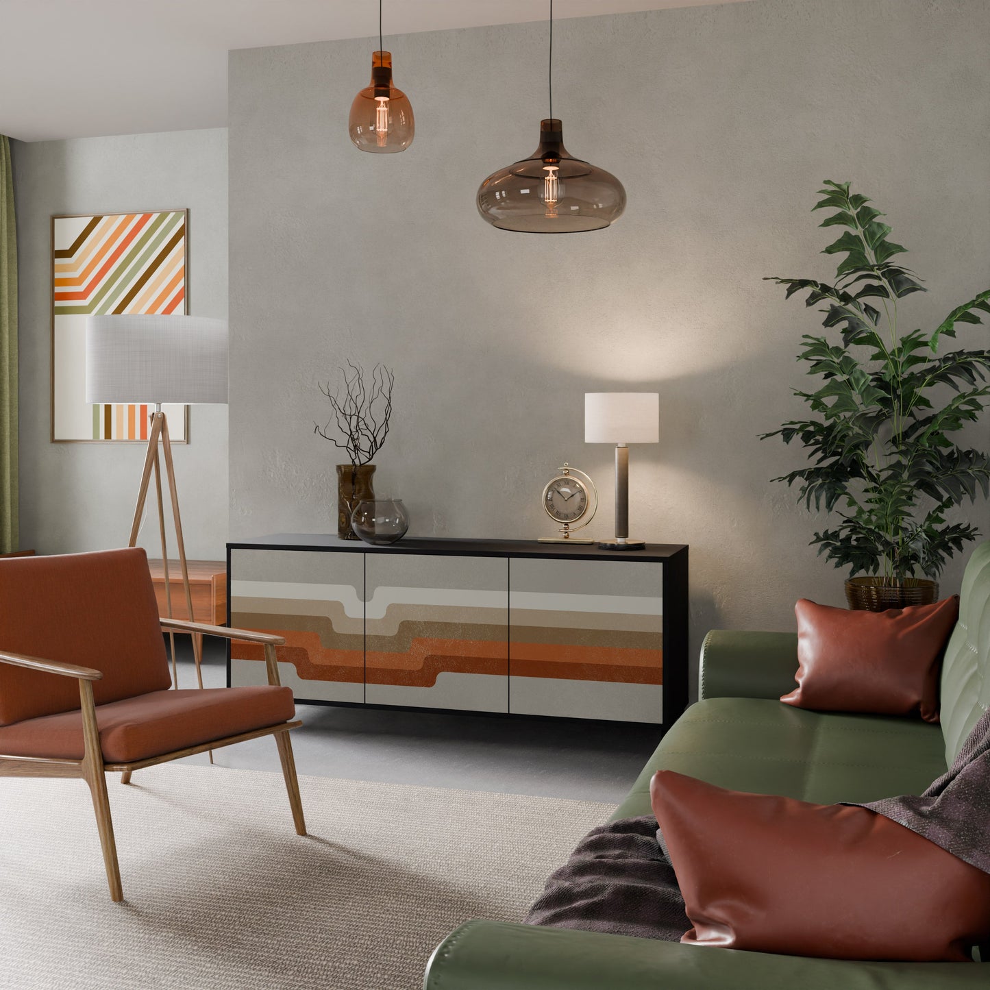 Credenza a 3 ante PECULIAR TRAIL in finitura nera